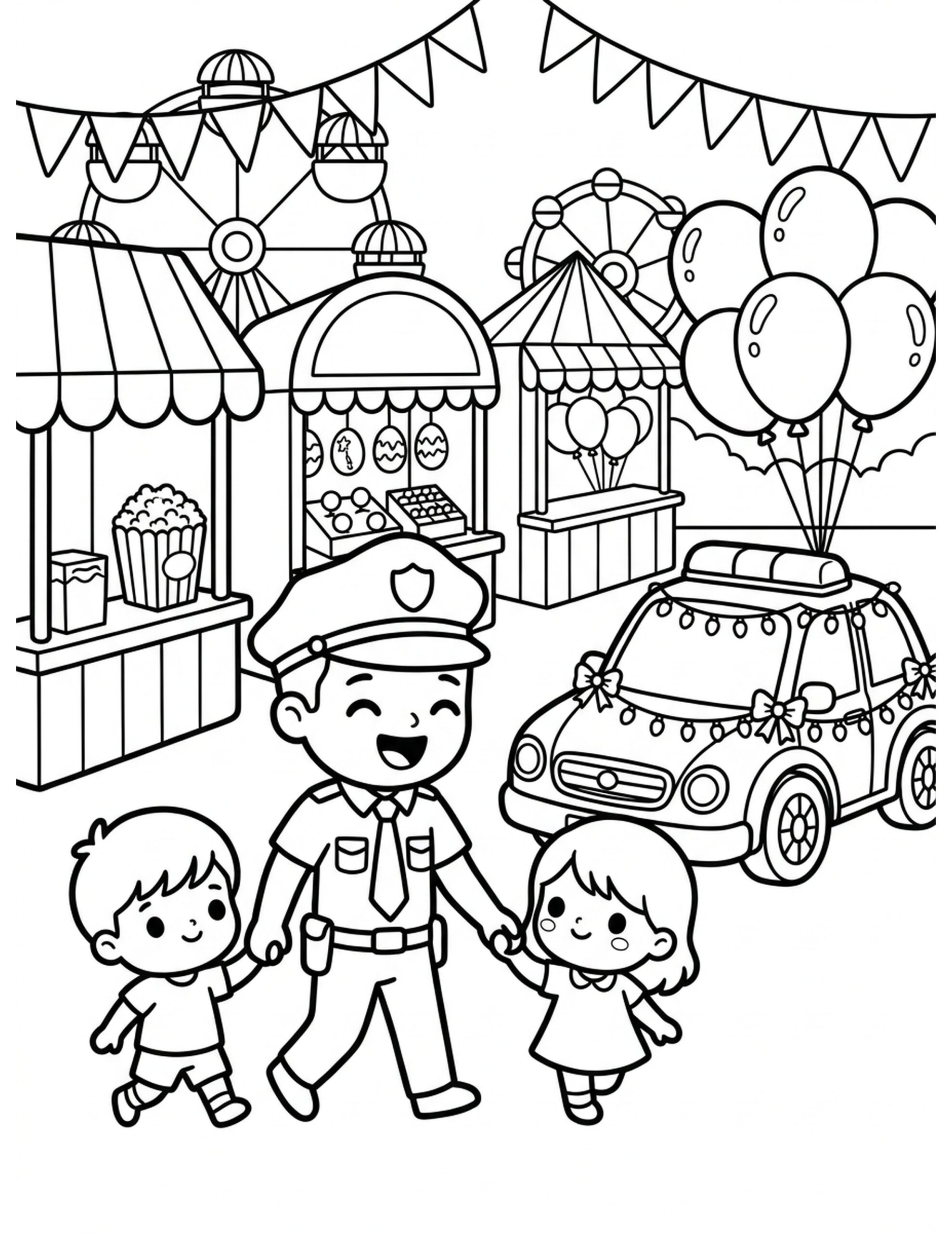 Police Officer at the Fair Coloring Page
