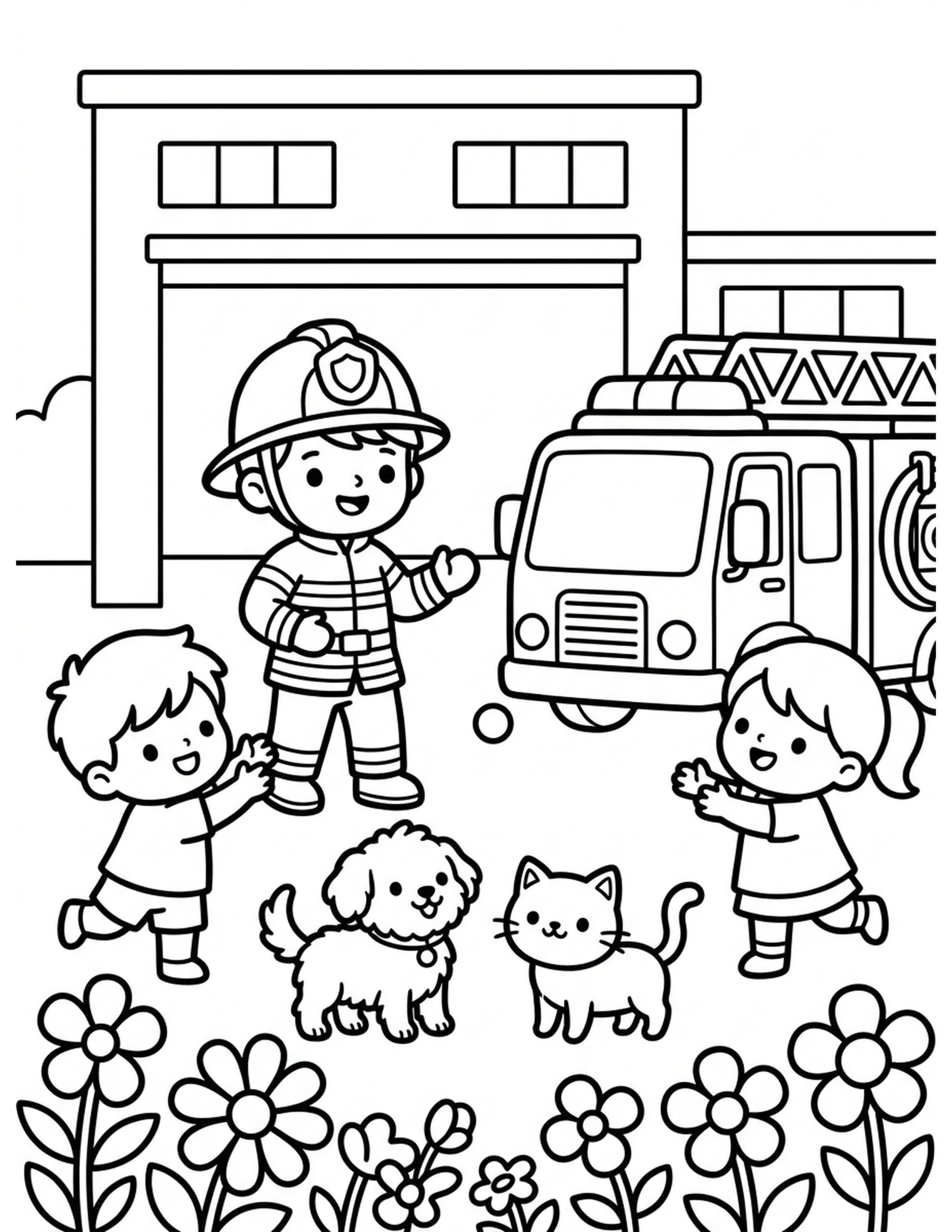 Firefighter Family Day Coloring Page