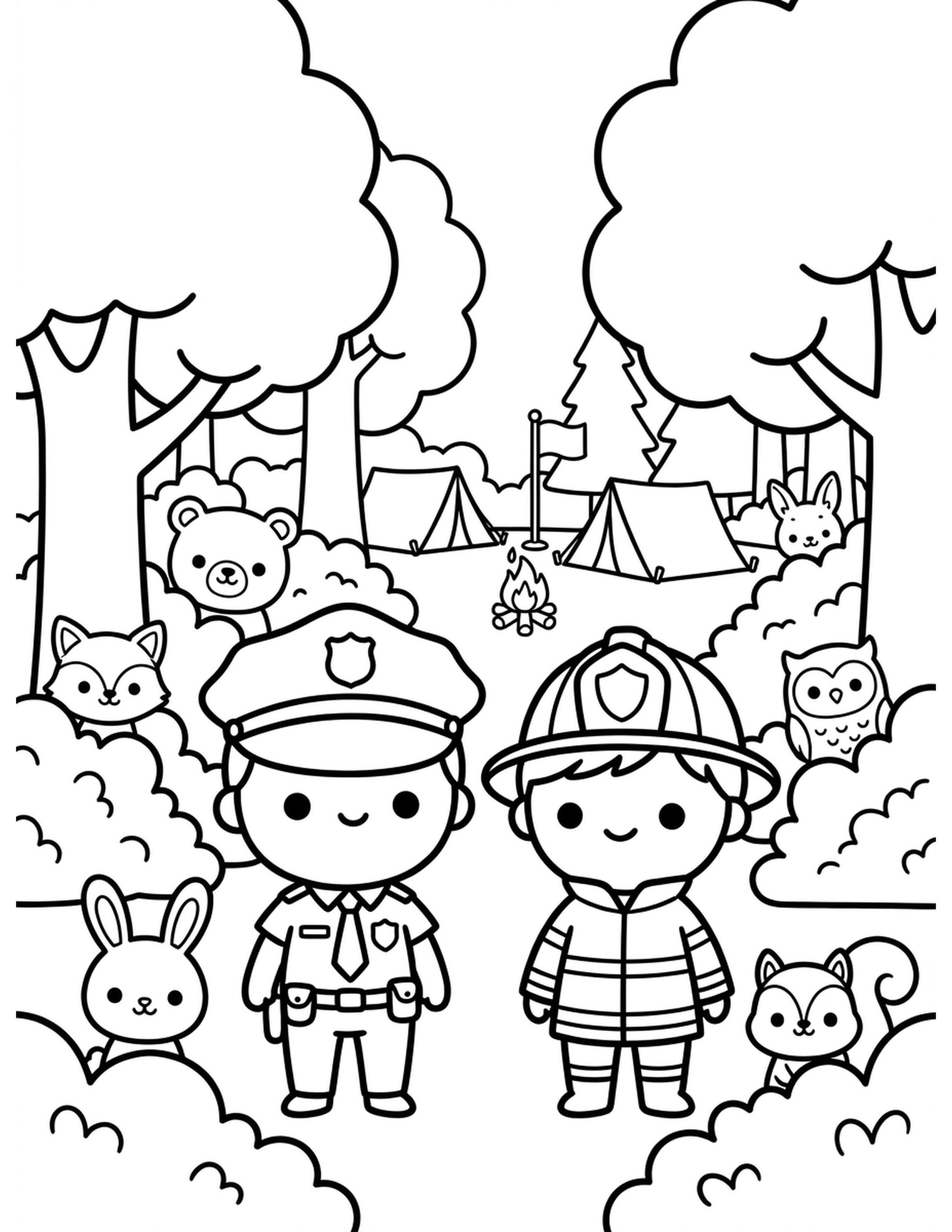 Police Search and Rescue Coloring Page
