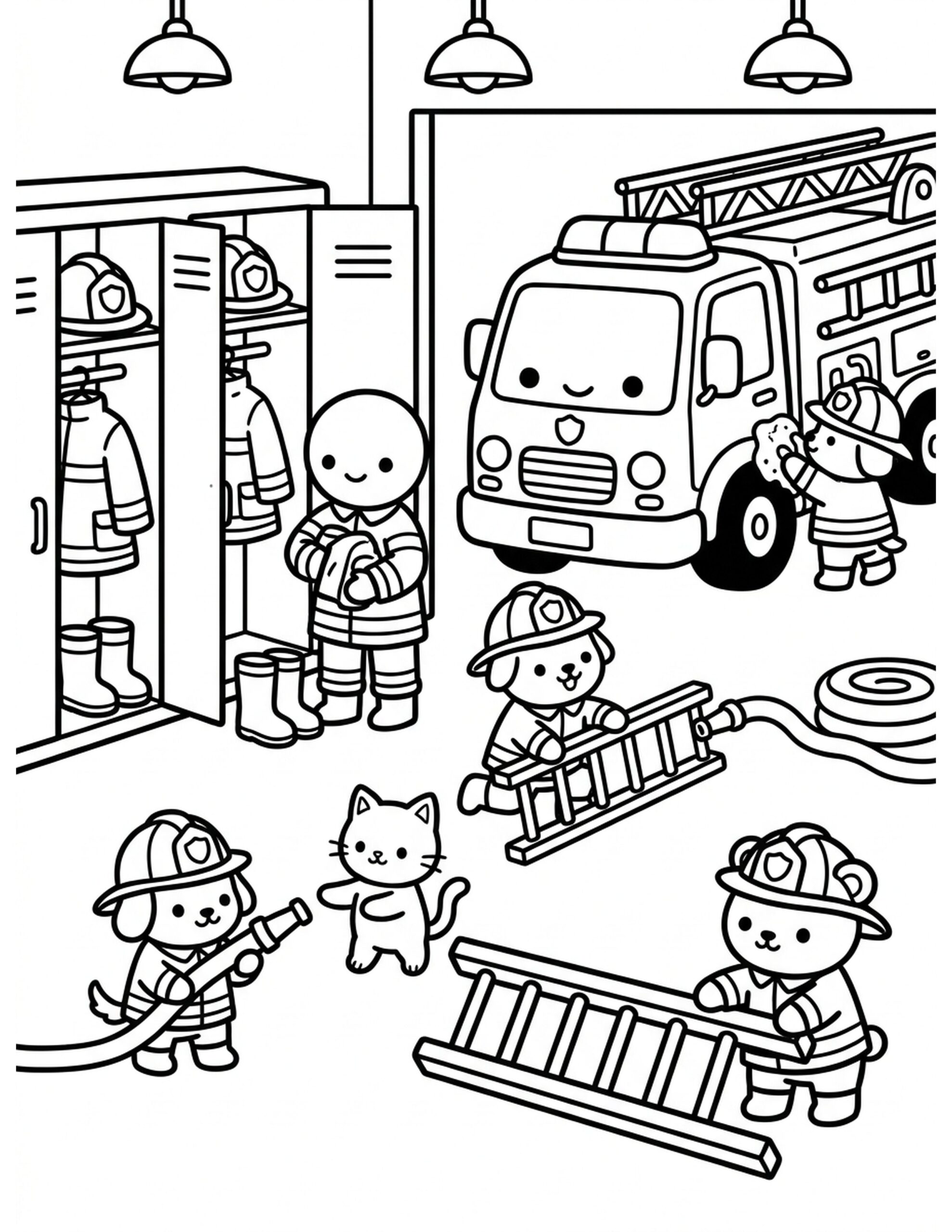 Fire Station Adventure Coloring Page