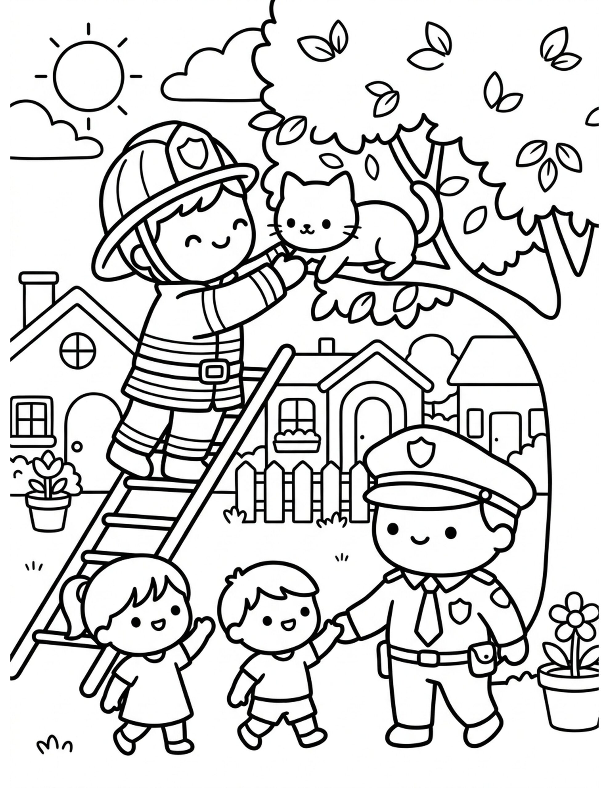 Firefighter Rescue Mission Coloring Page