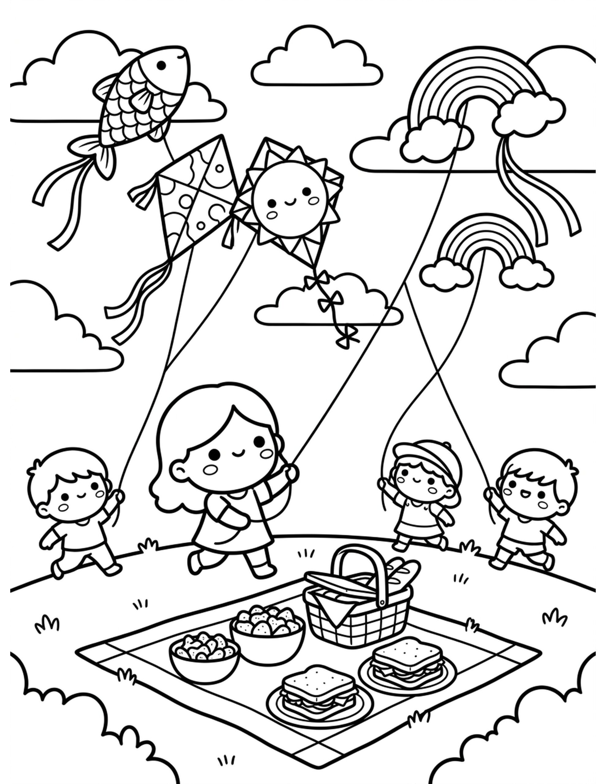 Kites in the Sky Coloring Page
