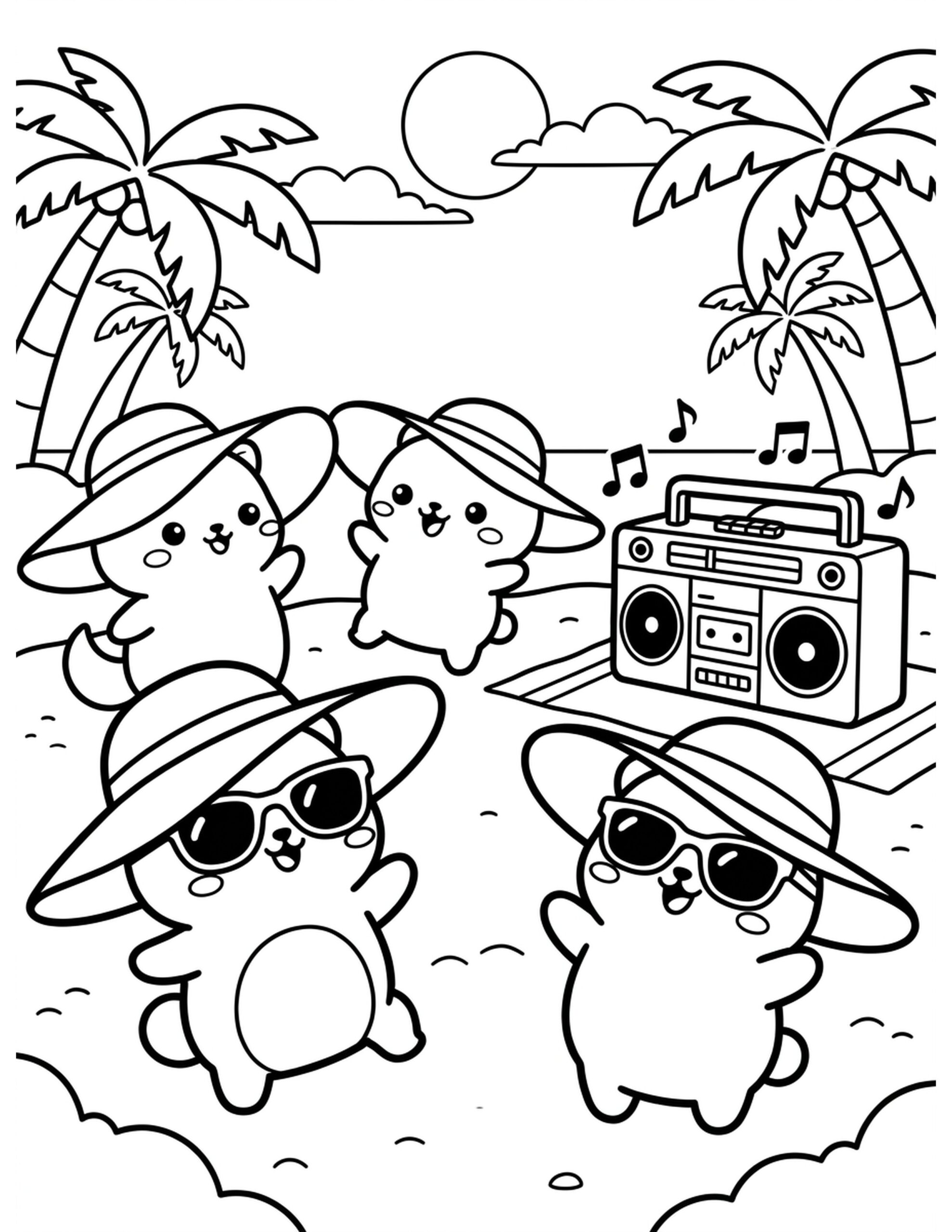Beach Dance Party Coloring Page
