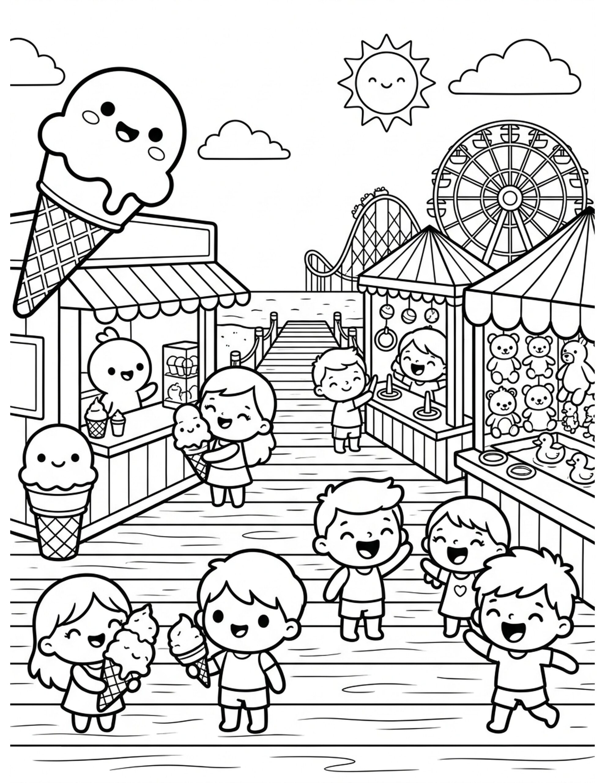 Beach Boardwalk Adventures Coloring Page