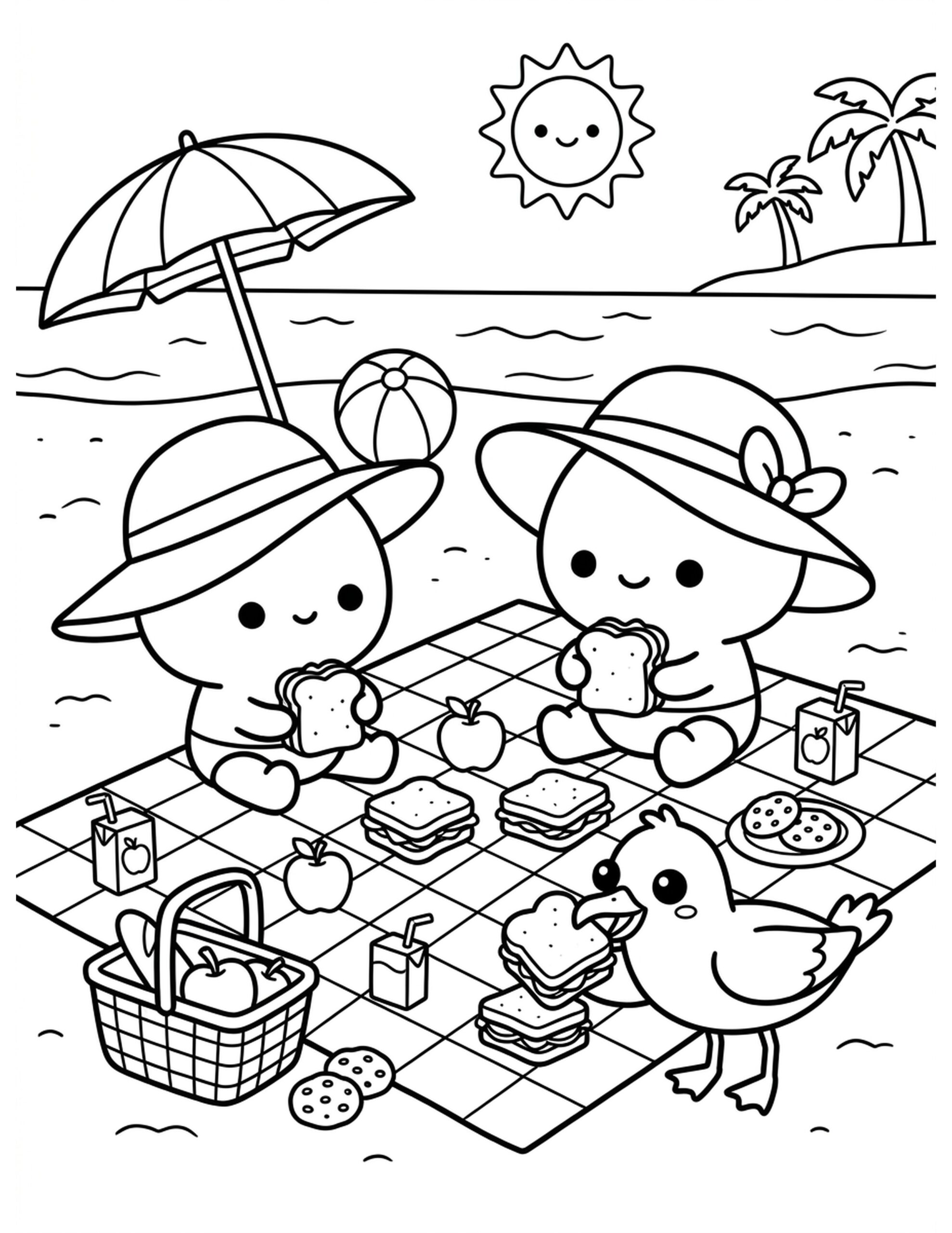 Beach Picnic Coloring Page