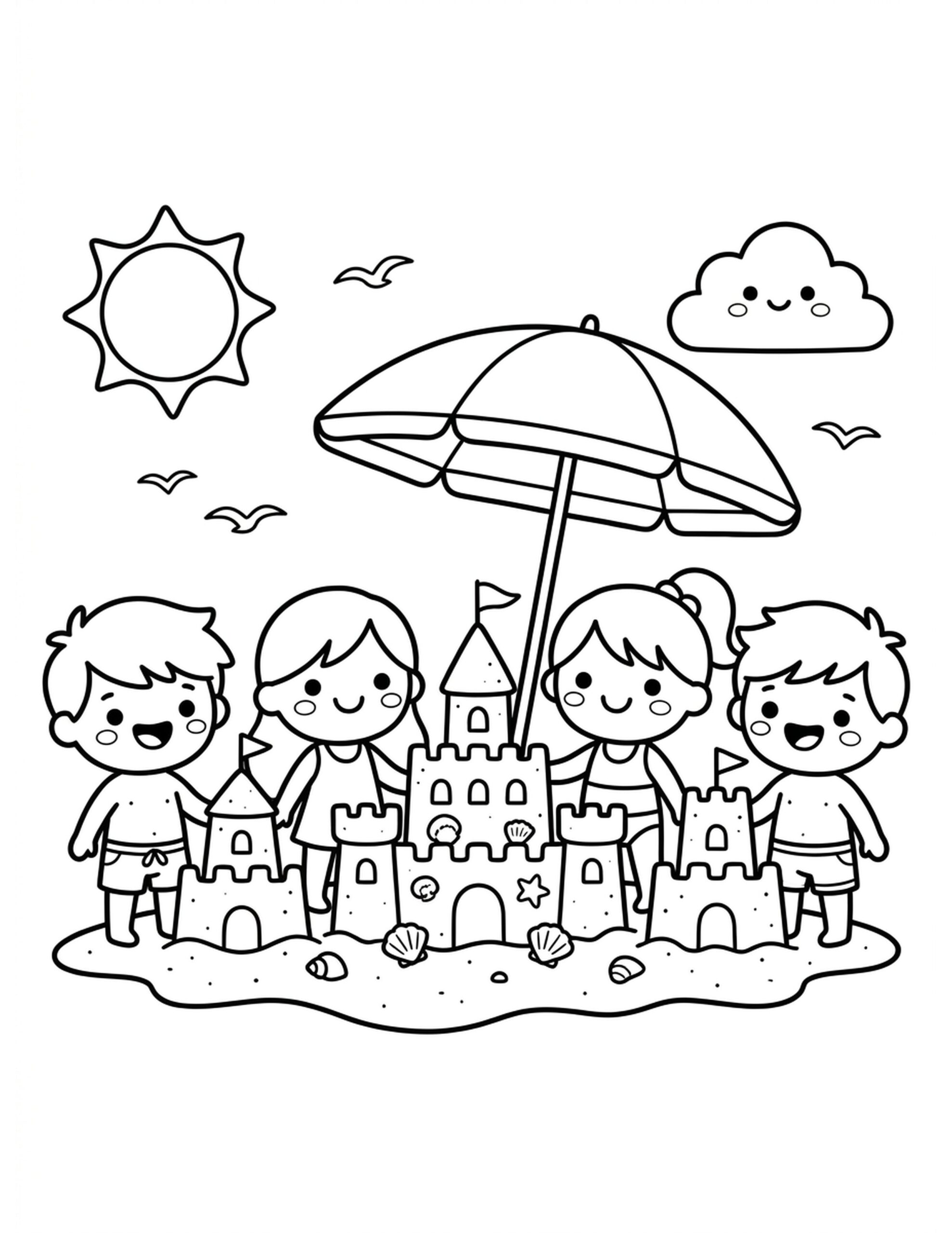 Sandcastle Competition Coloring Page