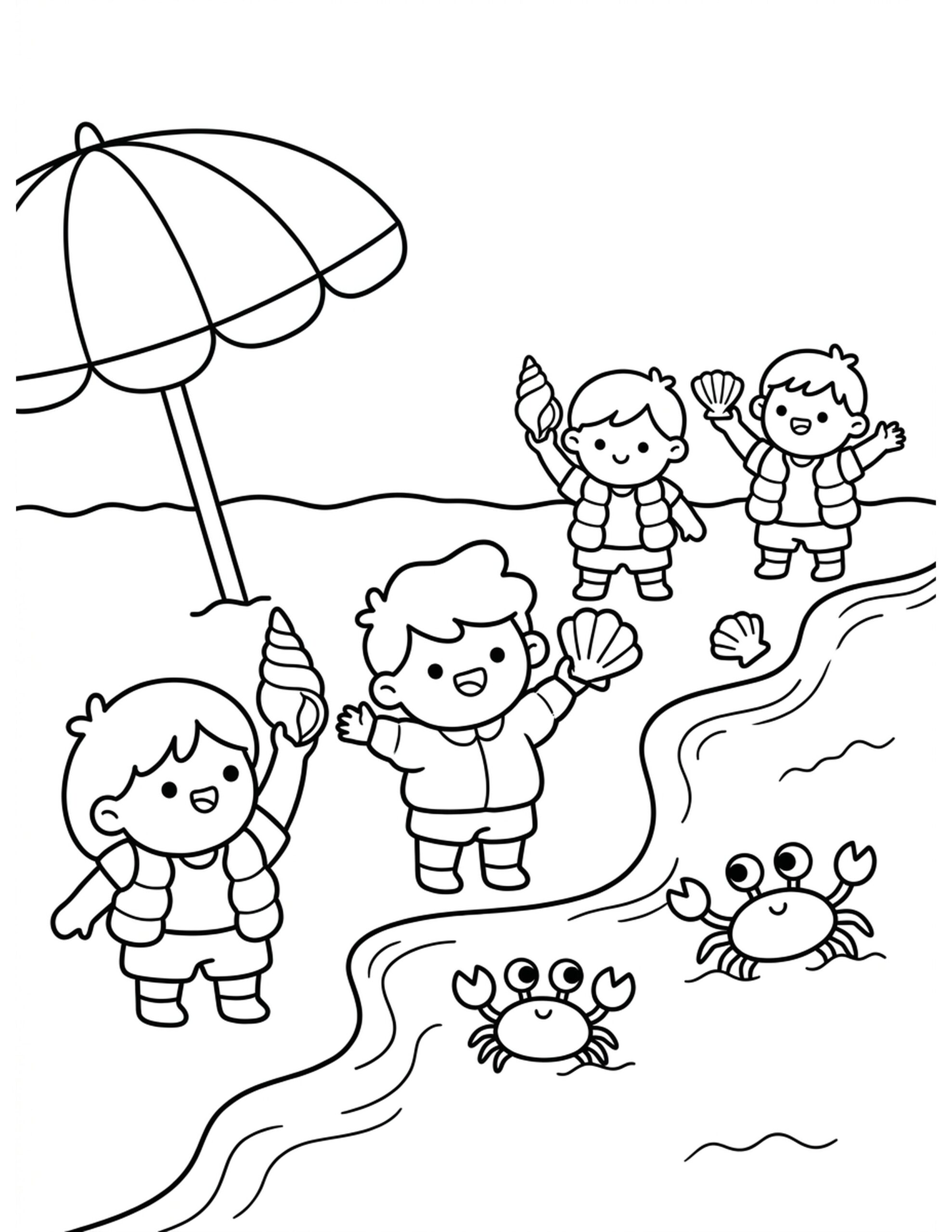Seashell Treasure Hunt Coloring Page