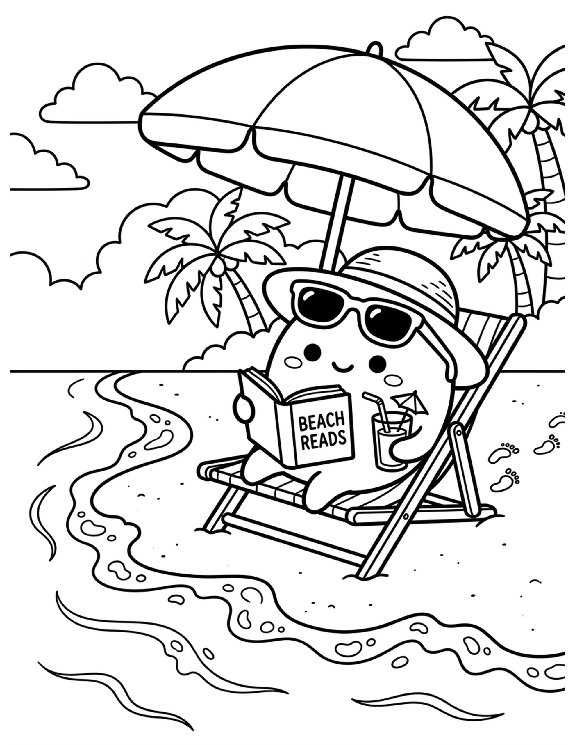 Relaxing by the Shore Coloring Page