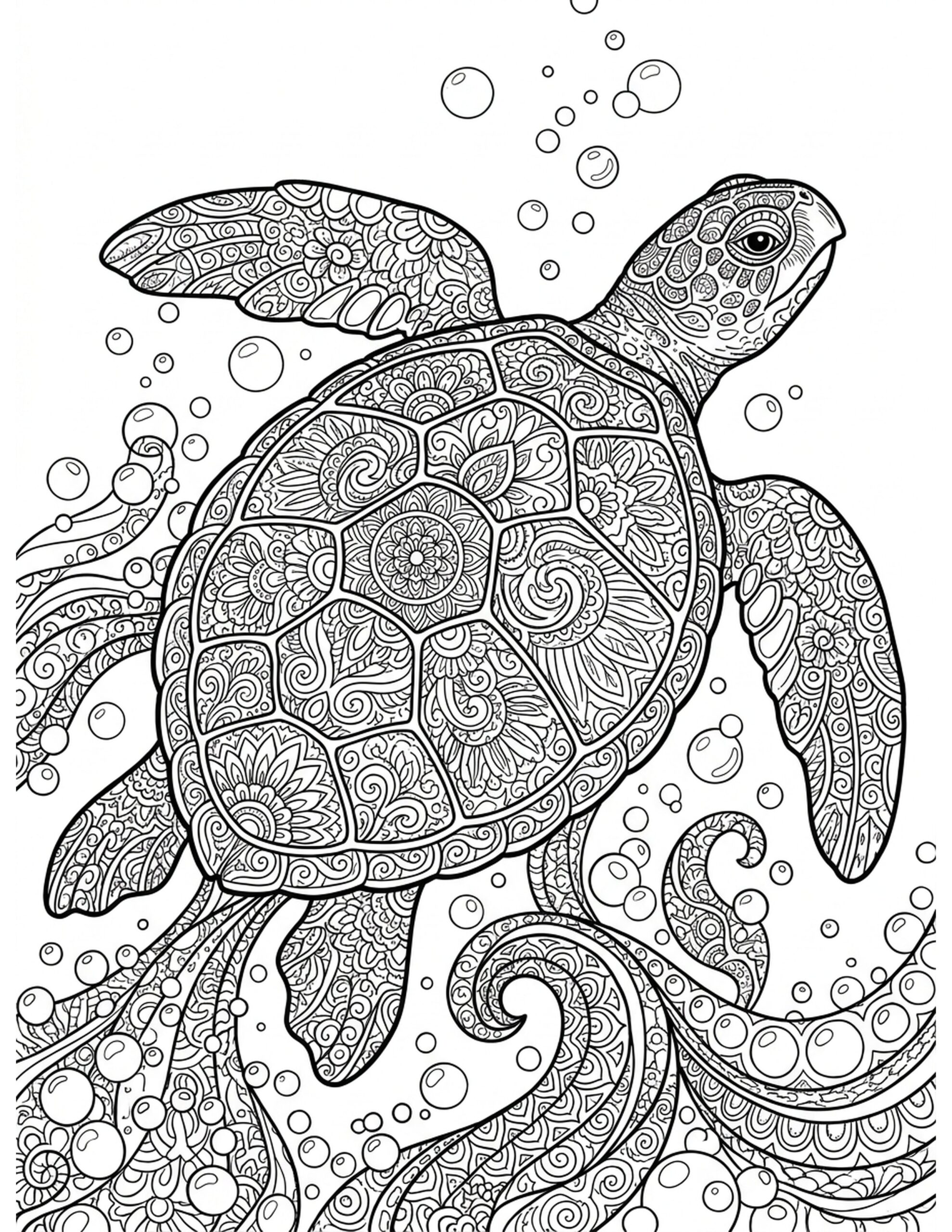 Majestic Sea Turtle Coloring Page