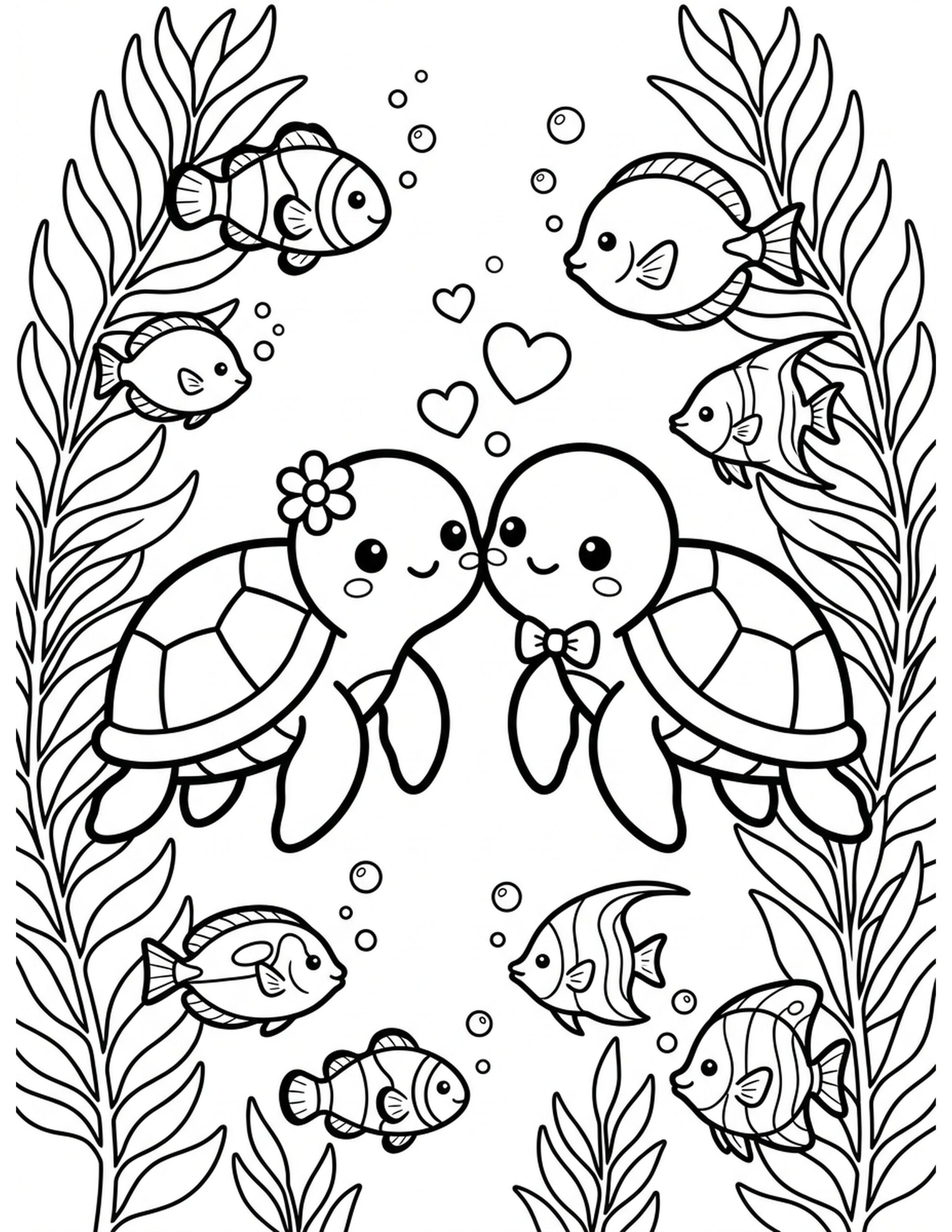 Couples of Sea Turtles Coloring Page