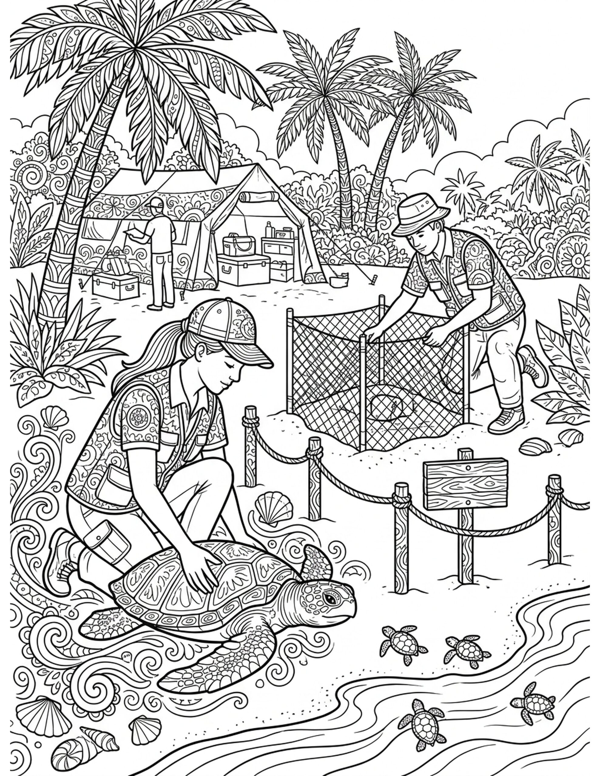 Turtle Conservation Coloring Page