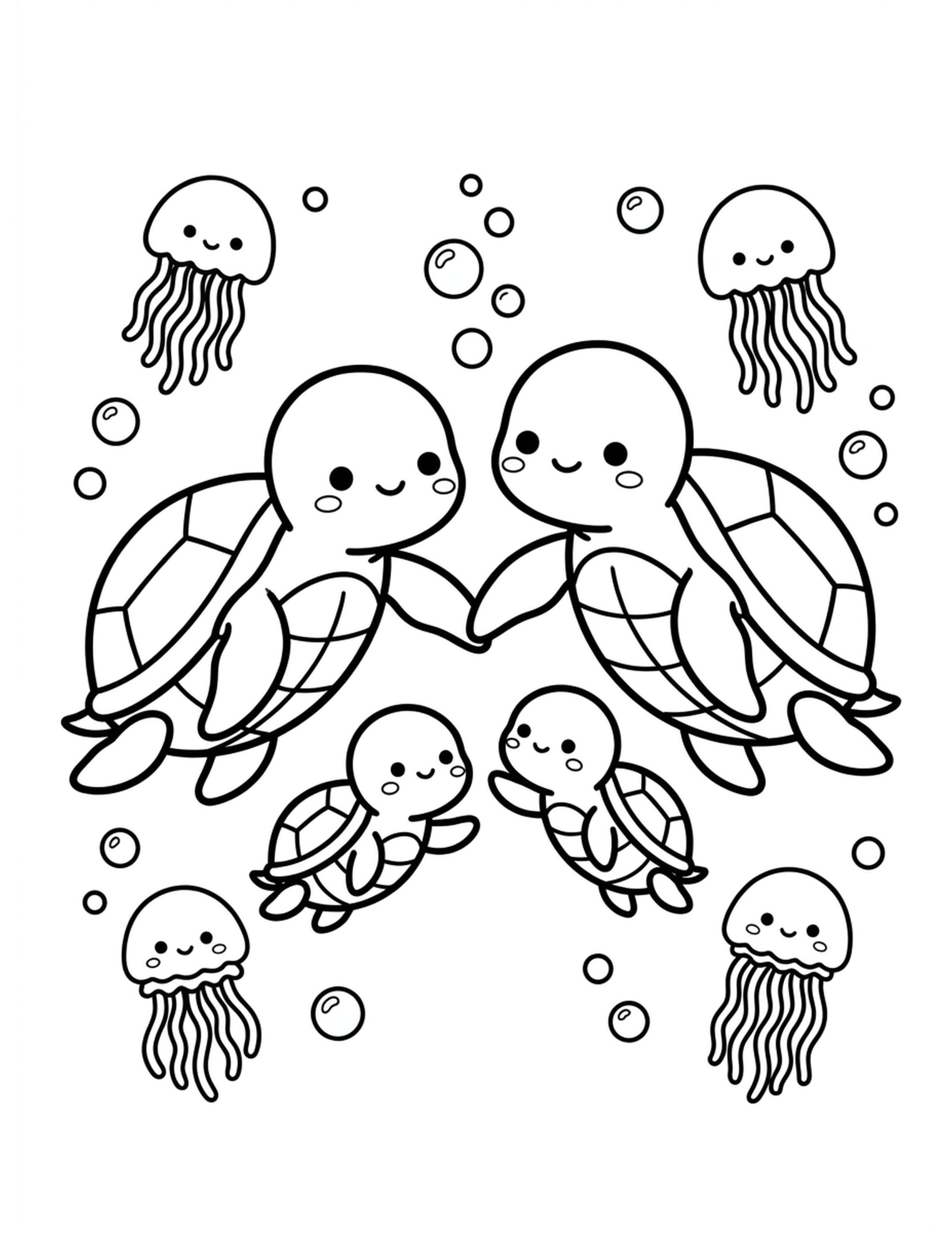 Sea Turtle Family Coloring Page