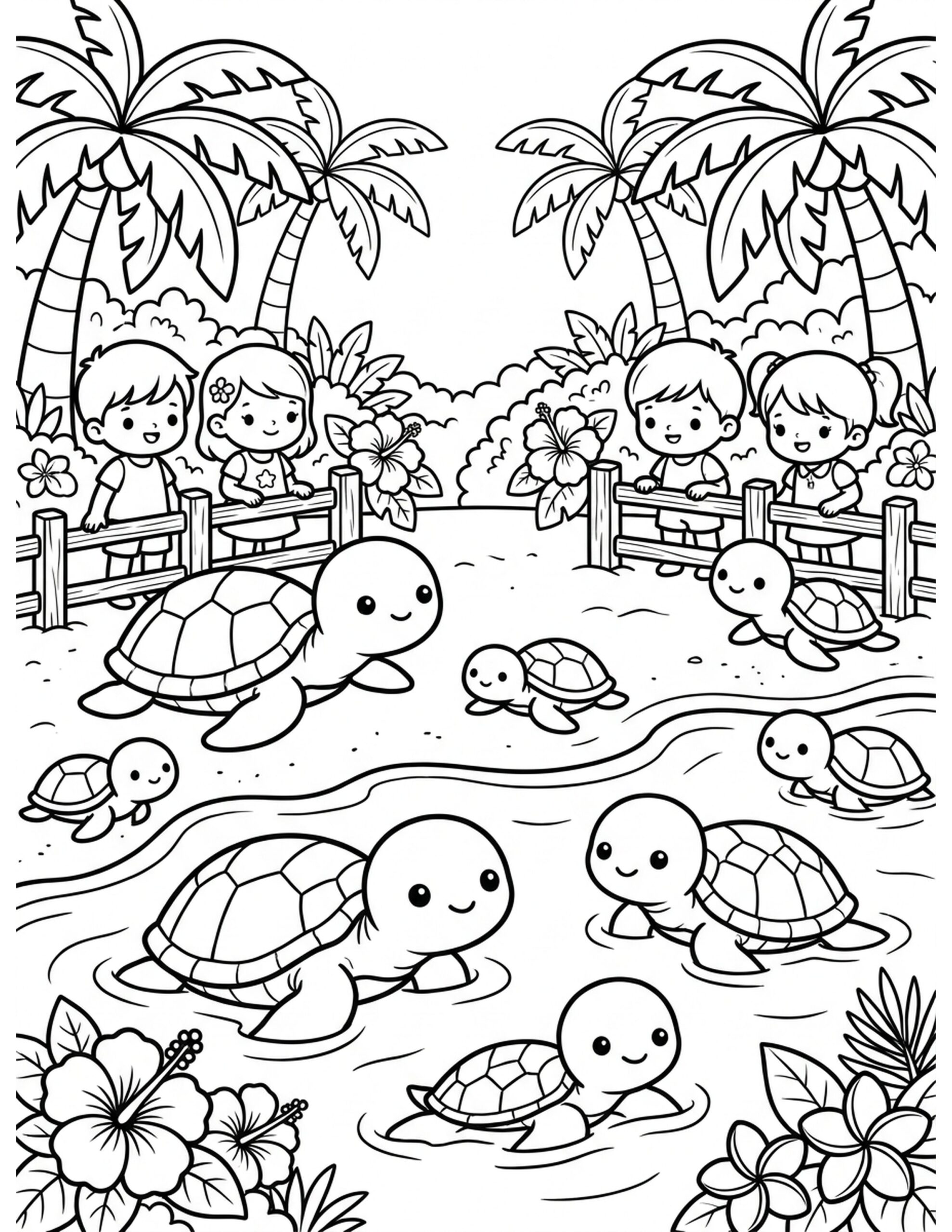 Turtle Sanctuary Coloring Page