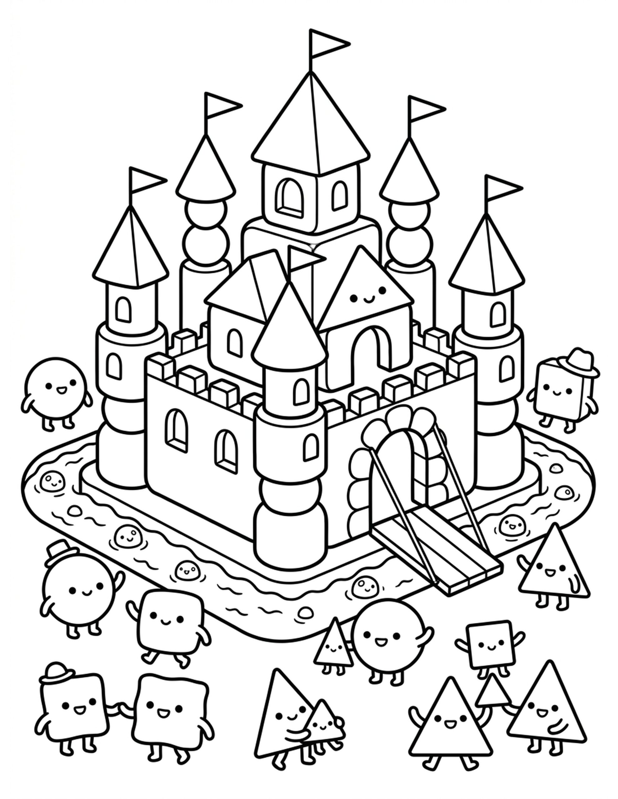 Shape Castle Coloring Page