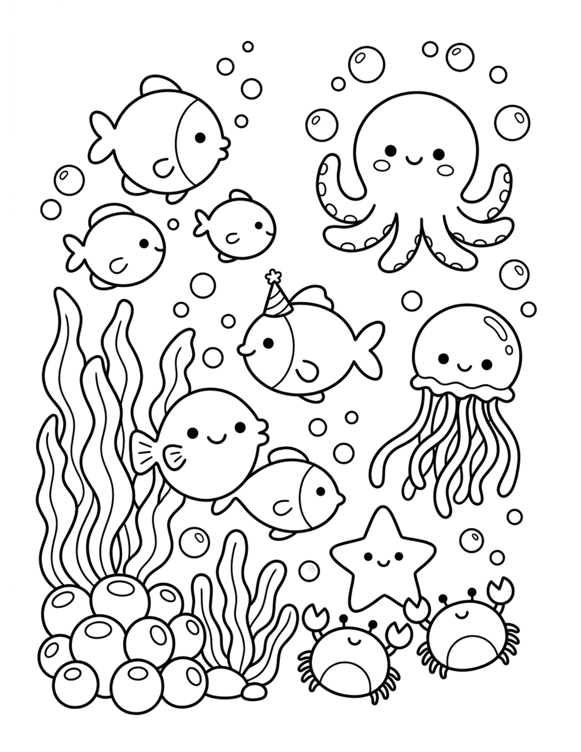 Circle Ocean Coloring Page