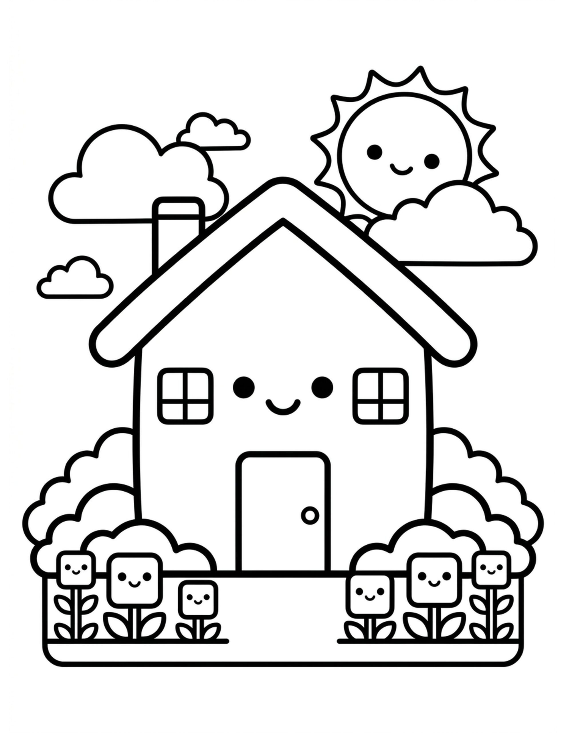 Square House Coloring Page