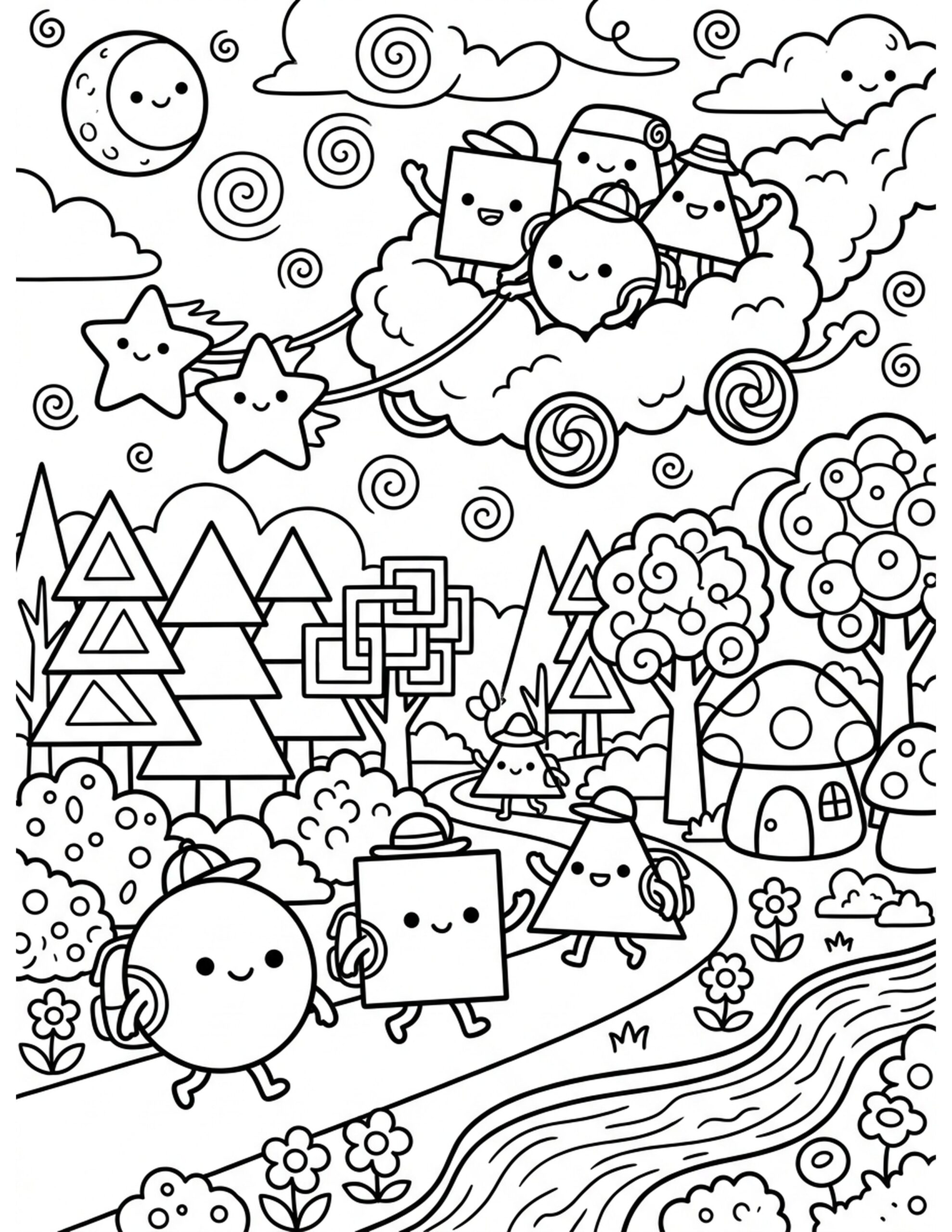 Shape Adventure Coloring Page
