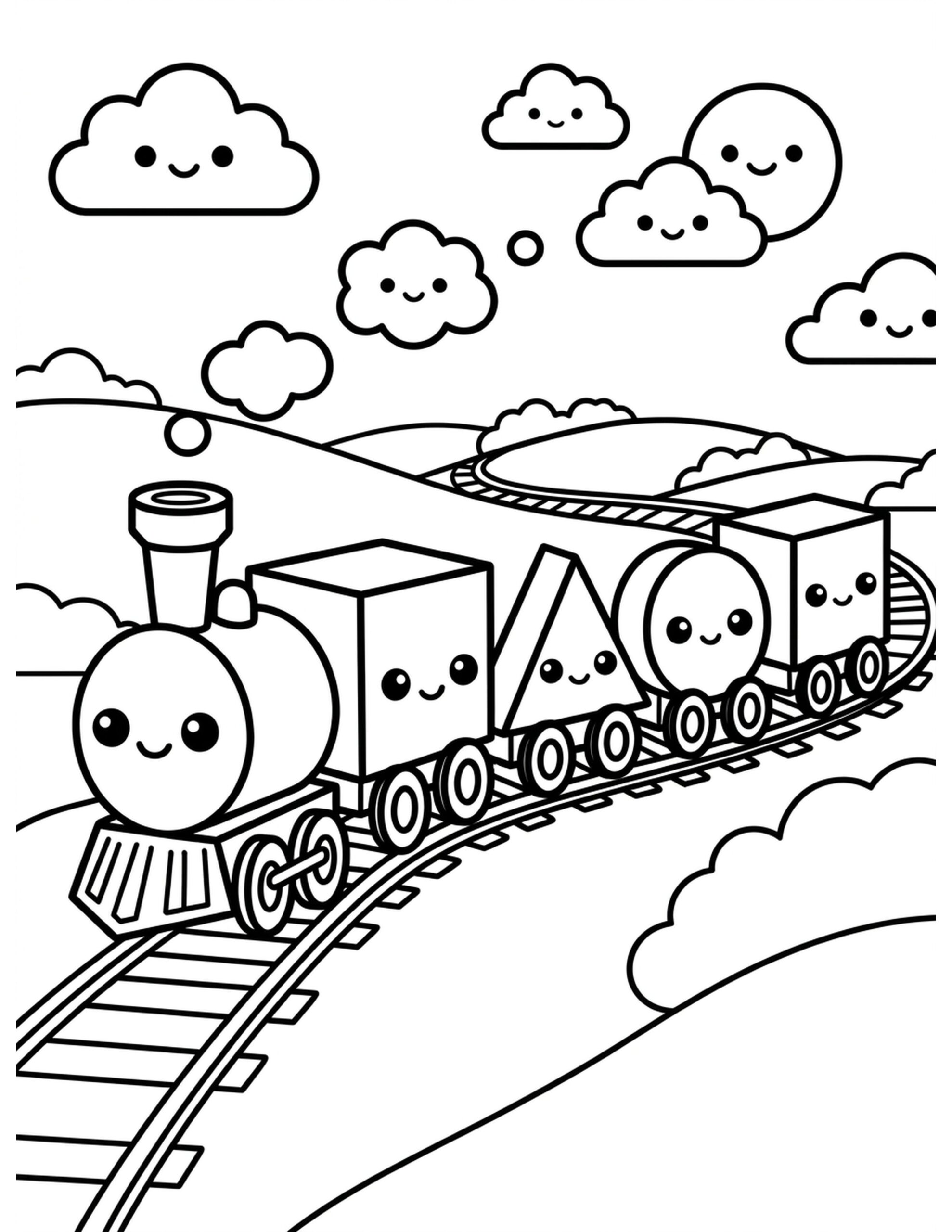 Shape Train Coloring Page