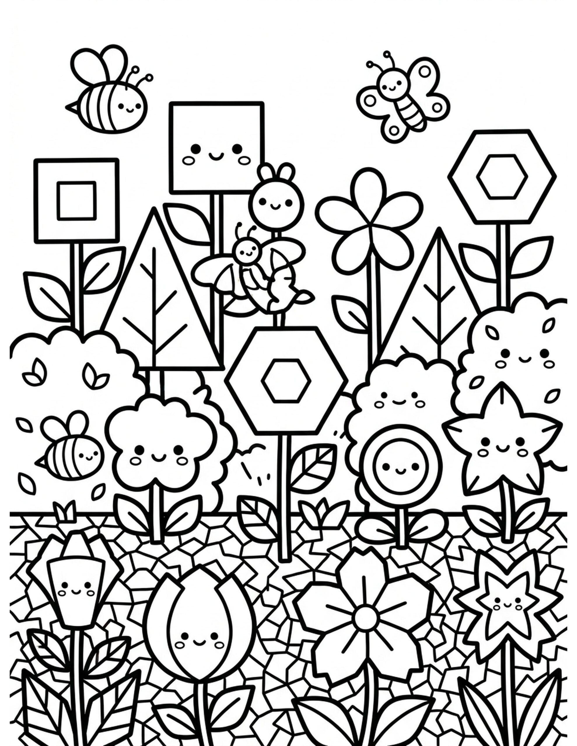 Geometric Garden Coloring Page
