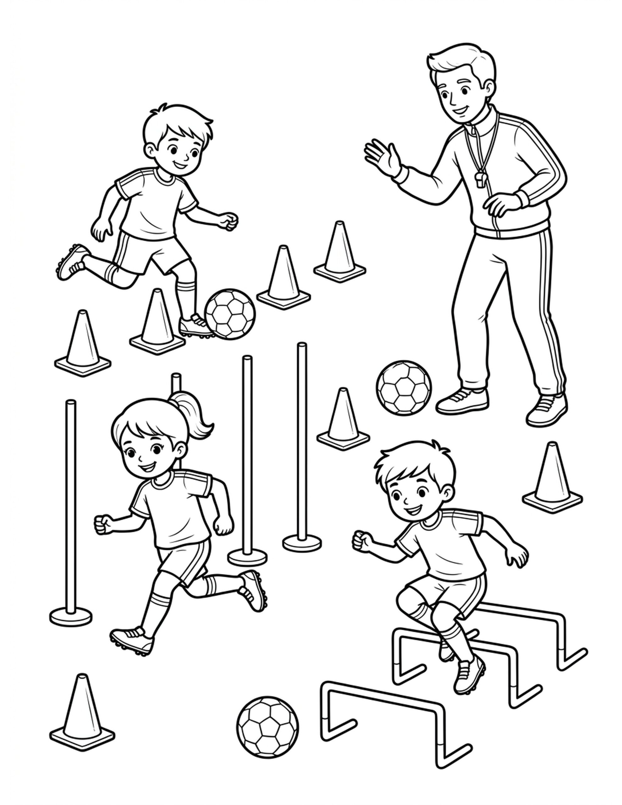 Soccer Training Drills Coloring Page