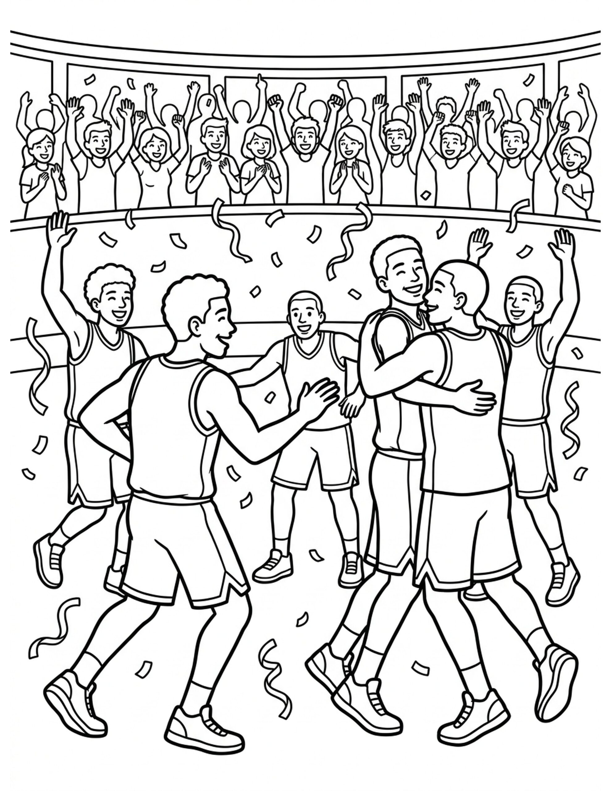 Basketball Victory Dance Coloring Page