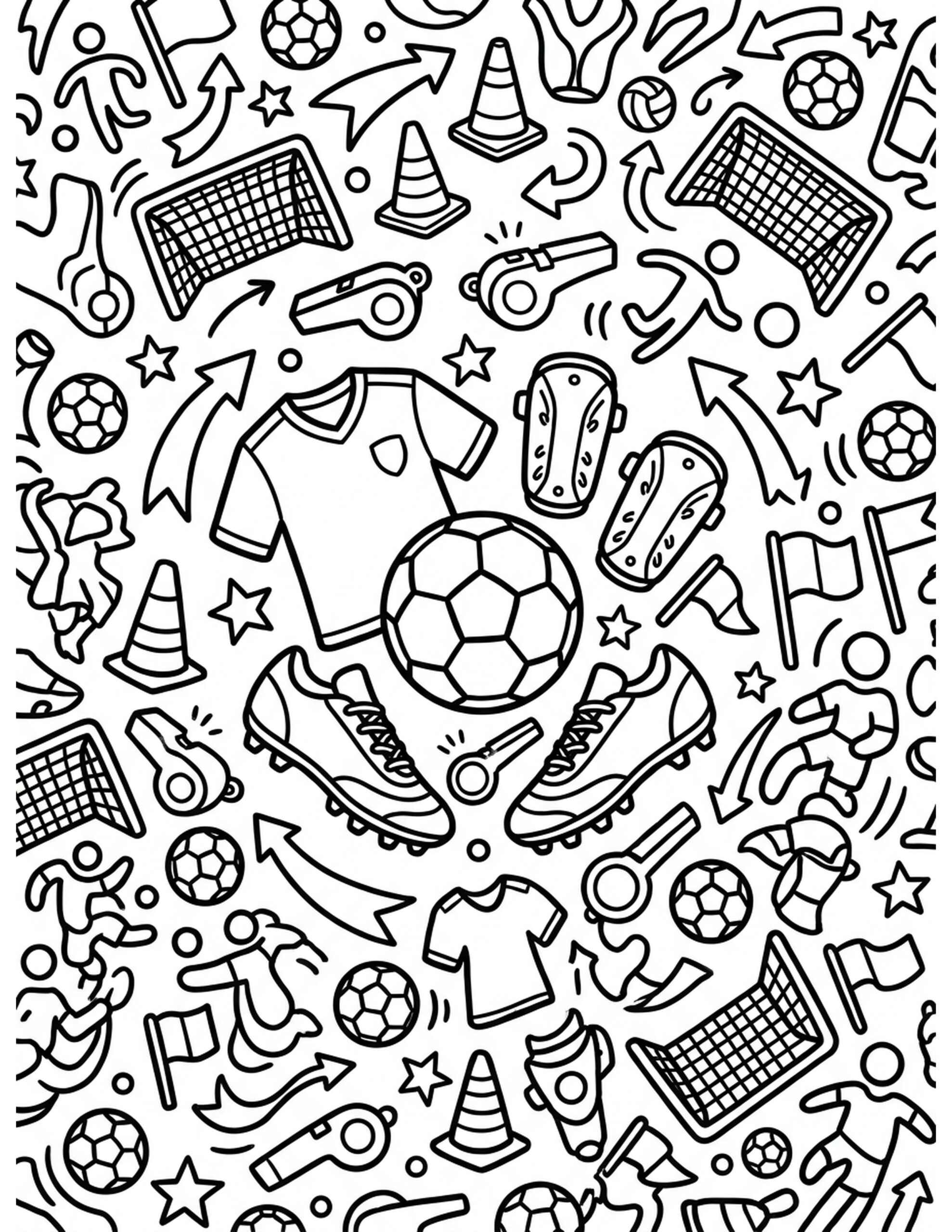 Soccer Gear and Equipment Coloring Page