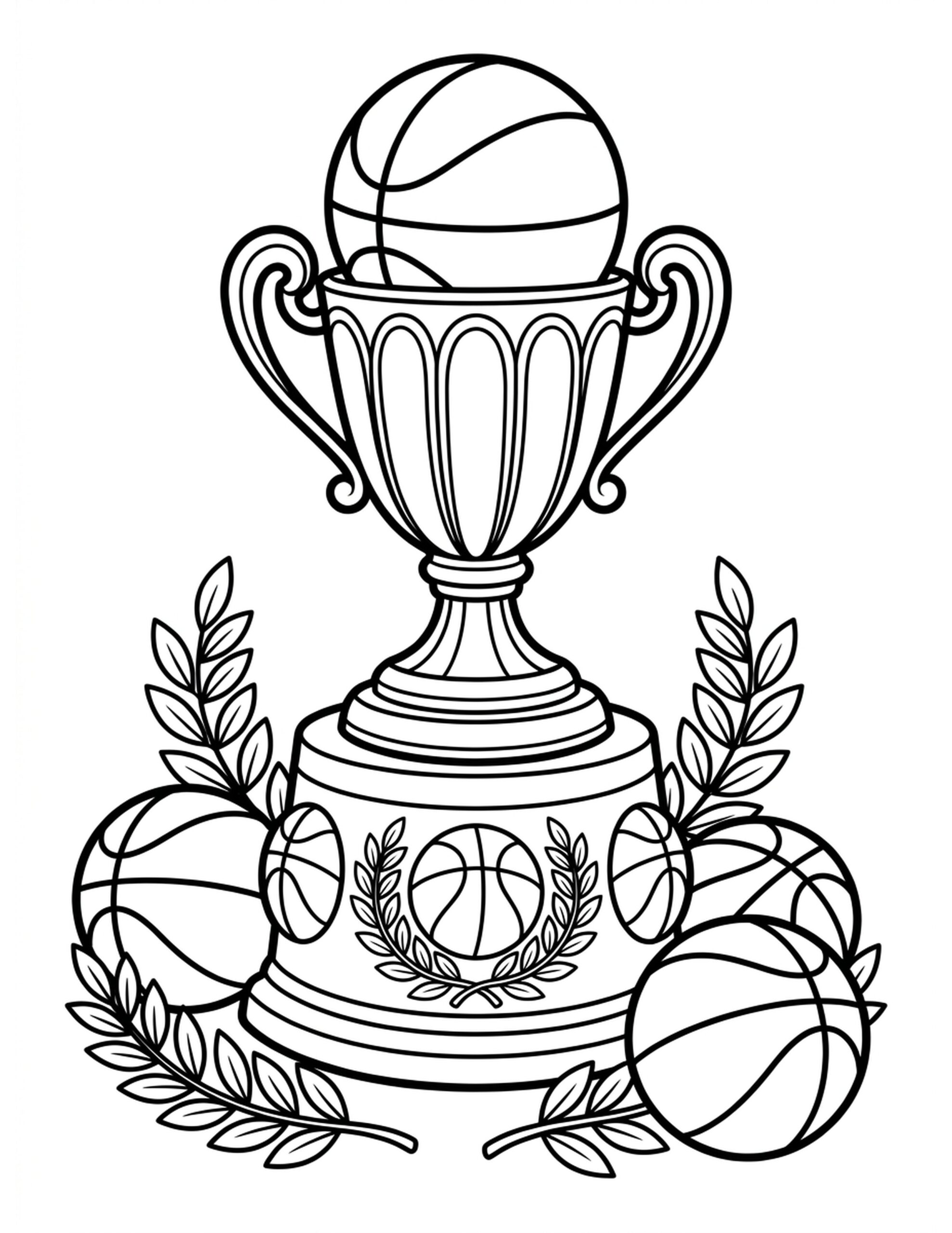 Basketball Championship Trophy Coloring Page