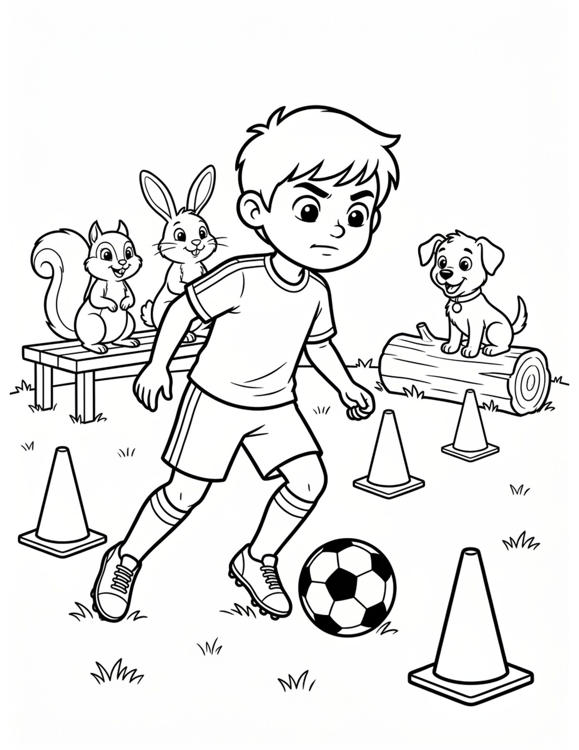 Soccer Dribbling Skills Coloring Page