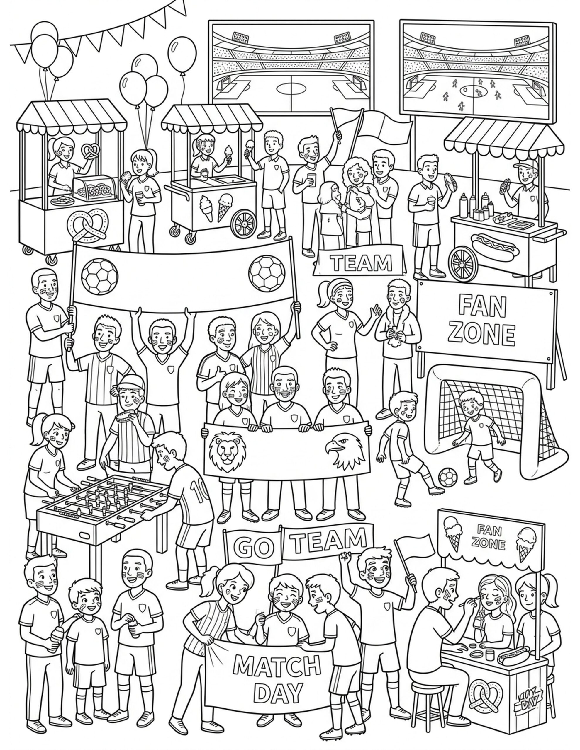 Soccer Fan Zone Coloring Page