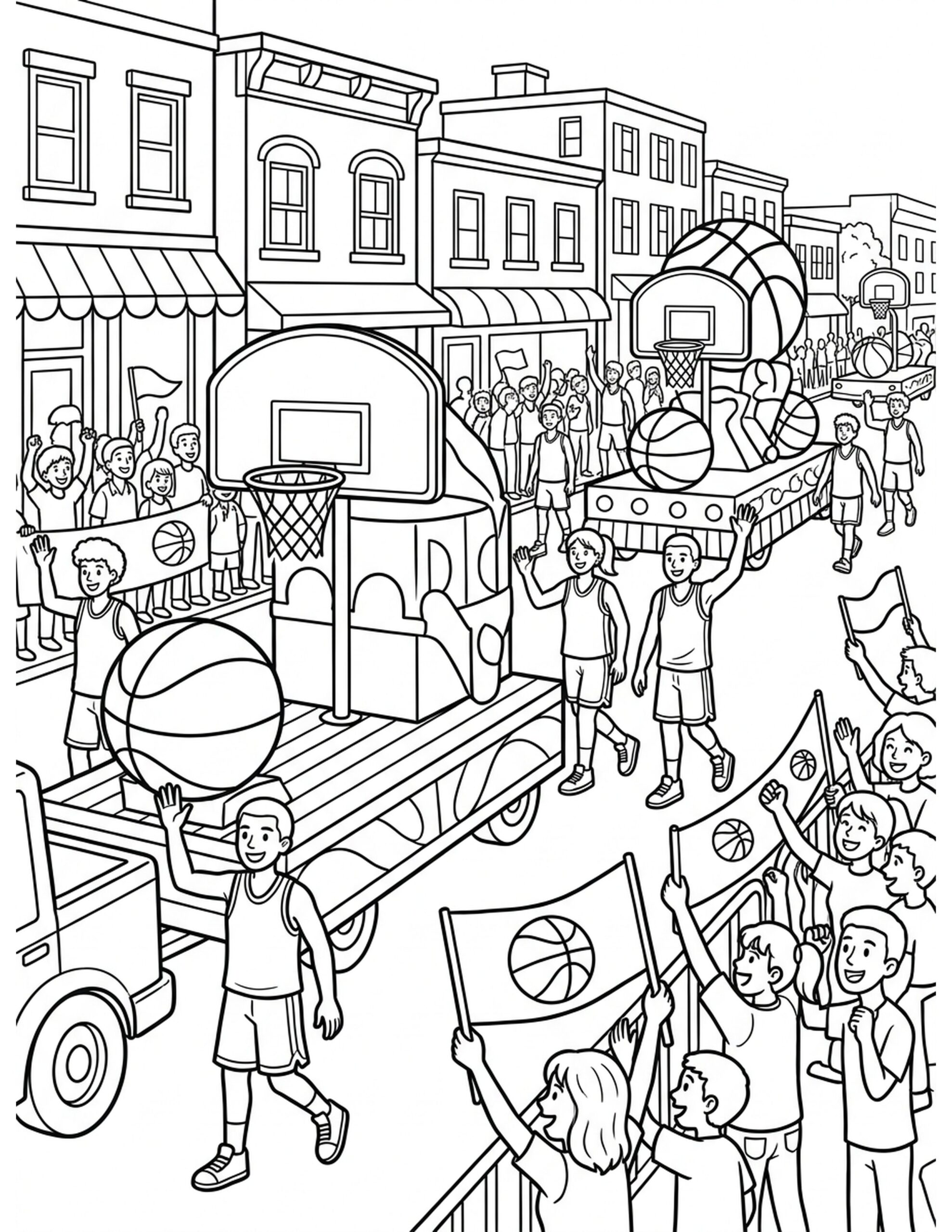 Basketball Parade Day Coloring Page