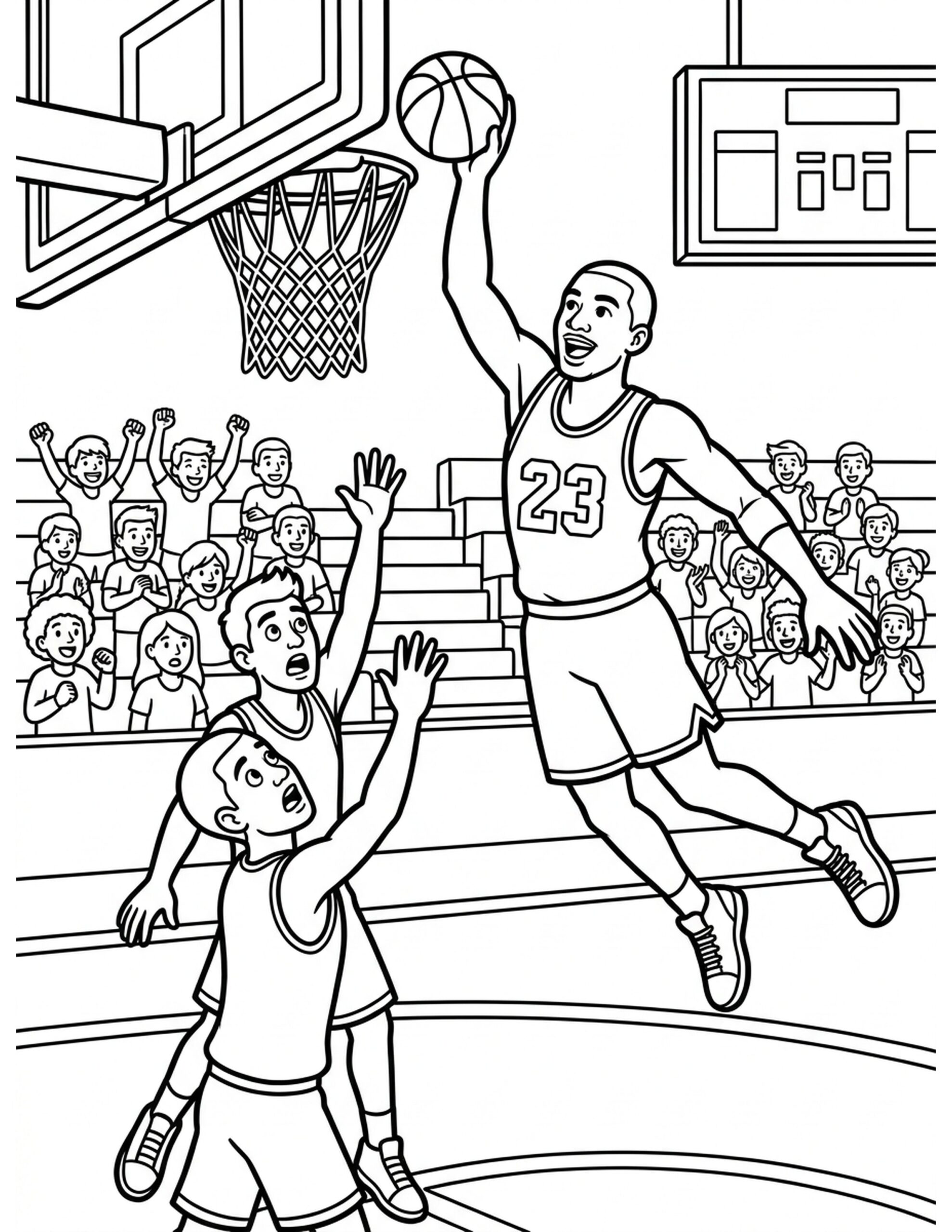 Basketball Slam Dunk Coloring Page