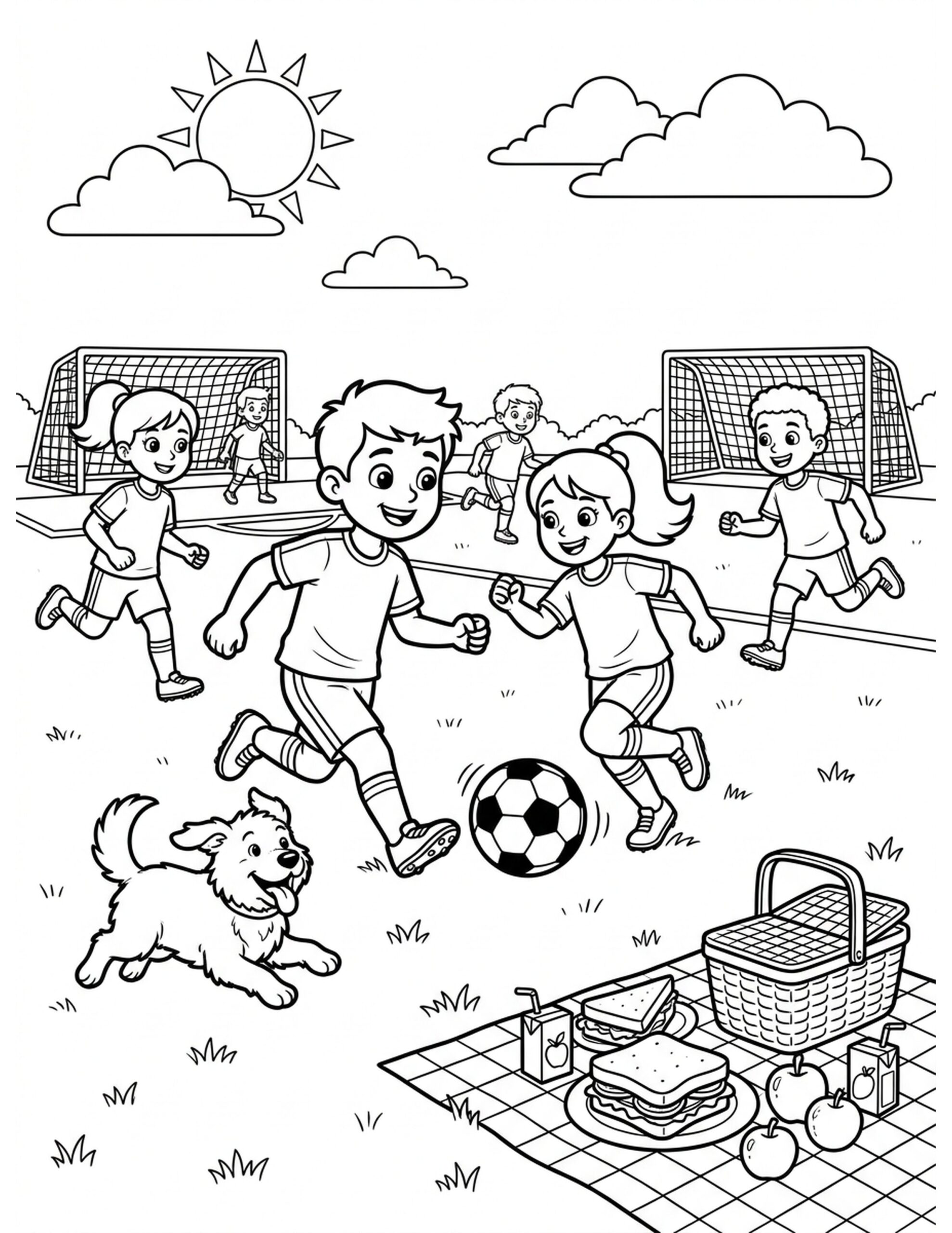 Soccer Field Fun Coloring Page