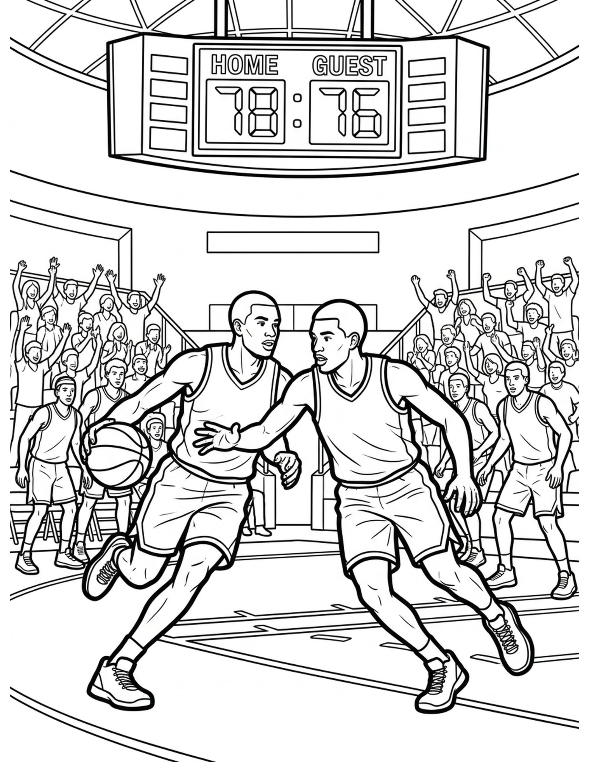 Basketball Game Night Coloring Page