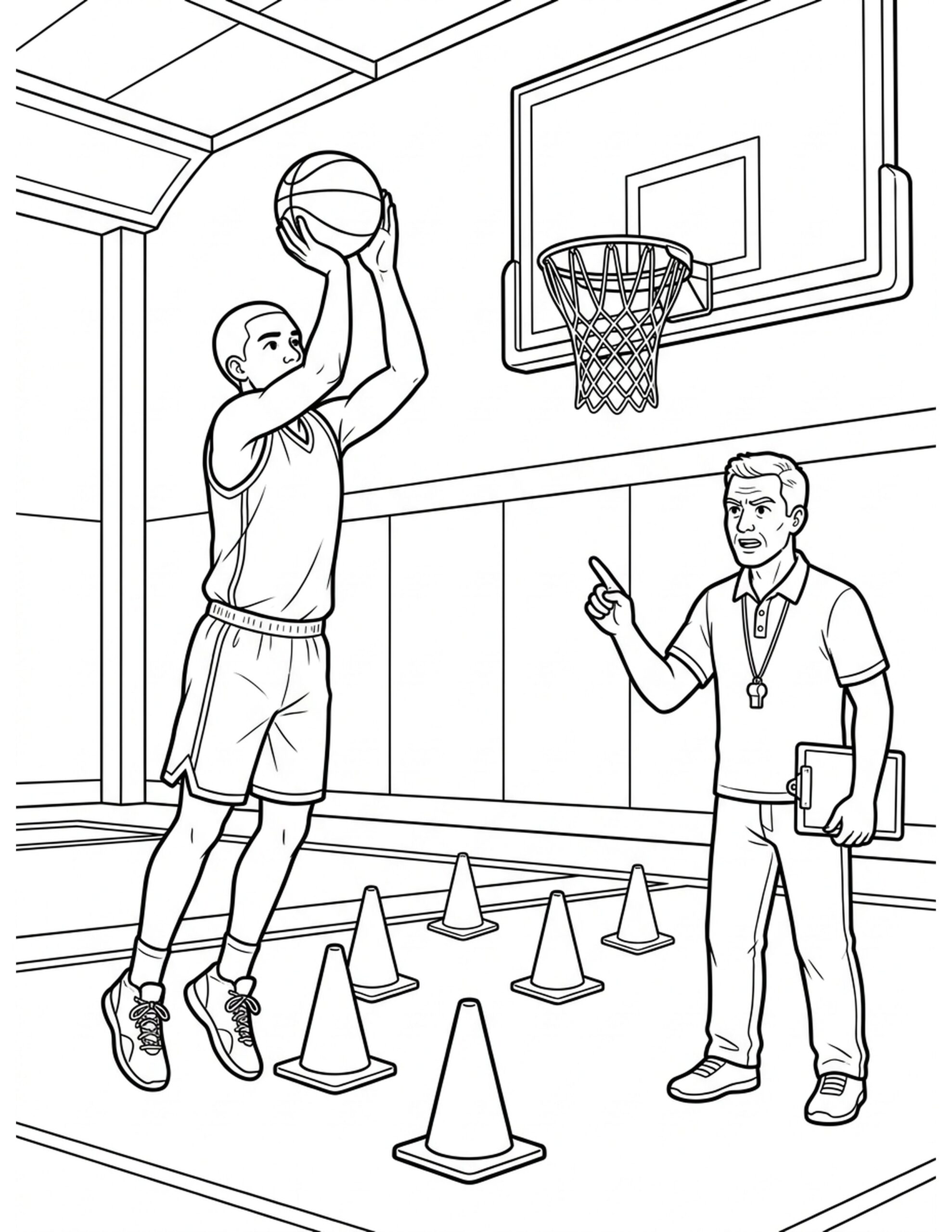 Basketball Training Session Coloring Page