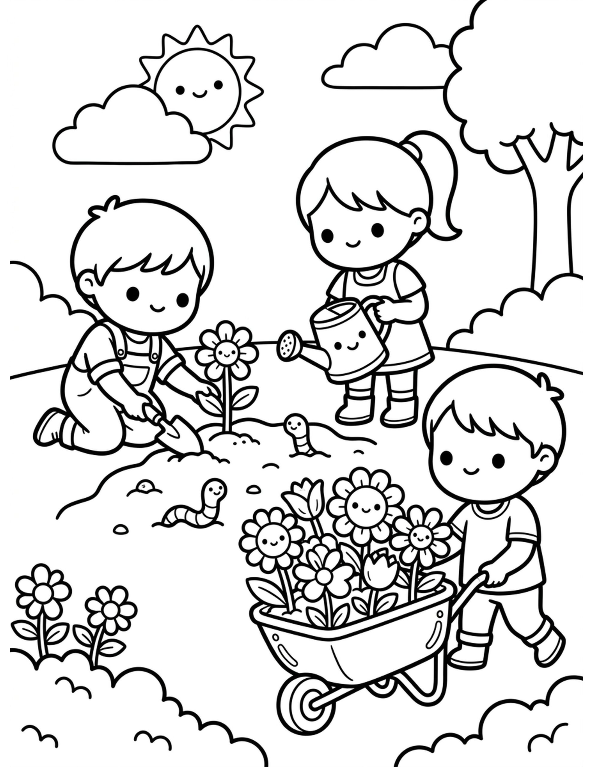 Gardening Fun Coloring Page