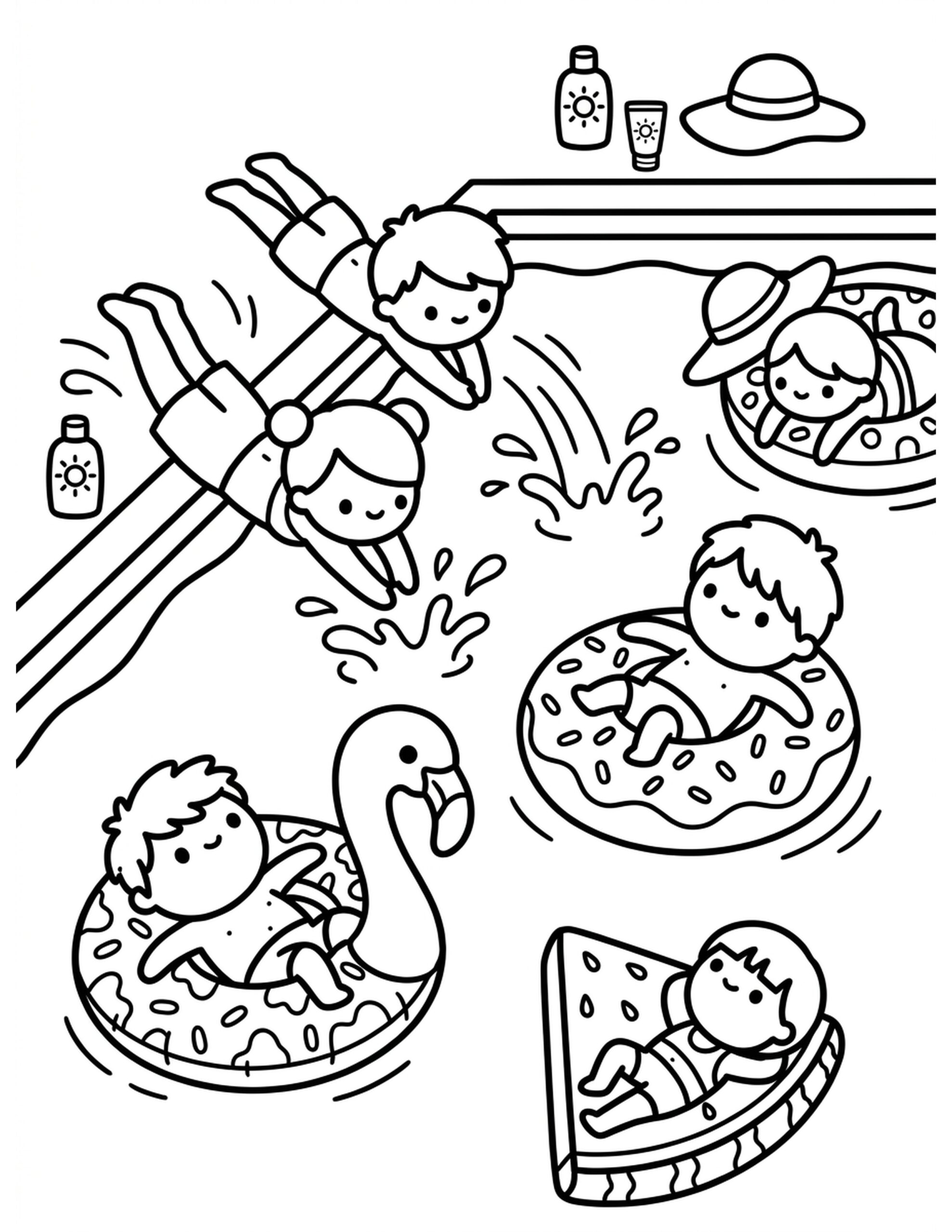 Splashing in the Pool Coloring Page