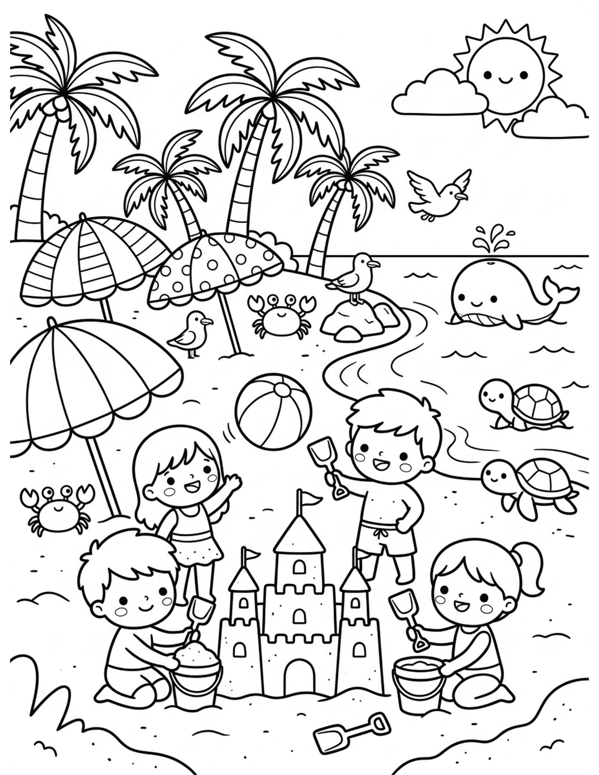 Beach Day Fun Coloring Page