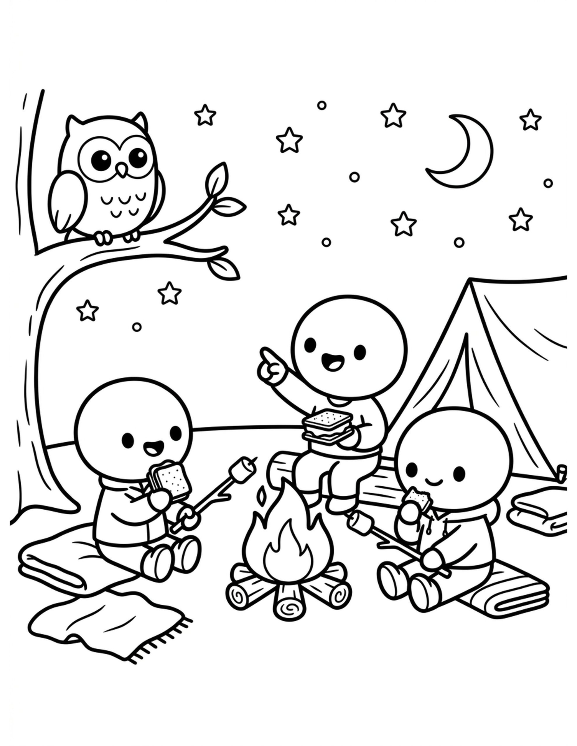 Stars and S'mores Coloring Page