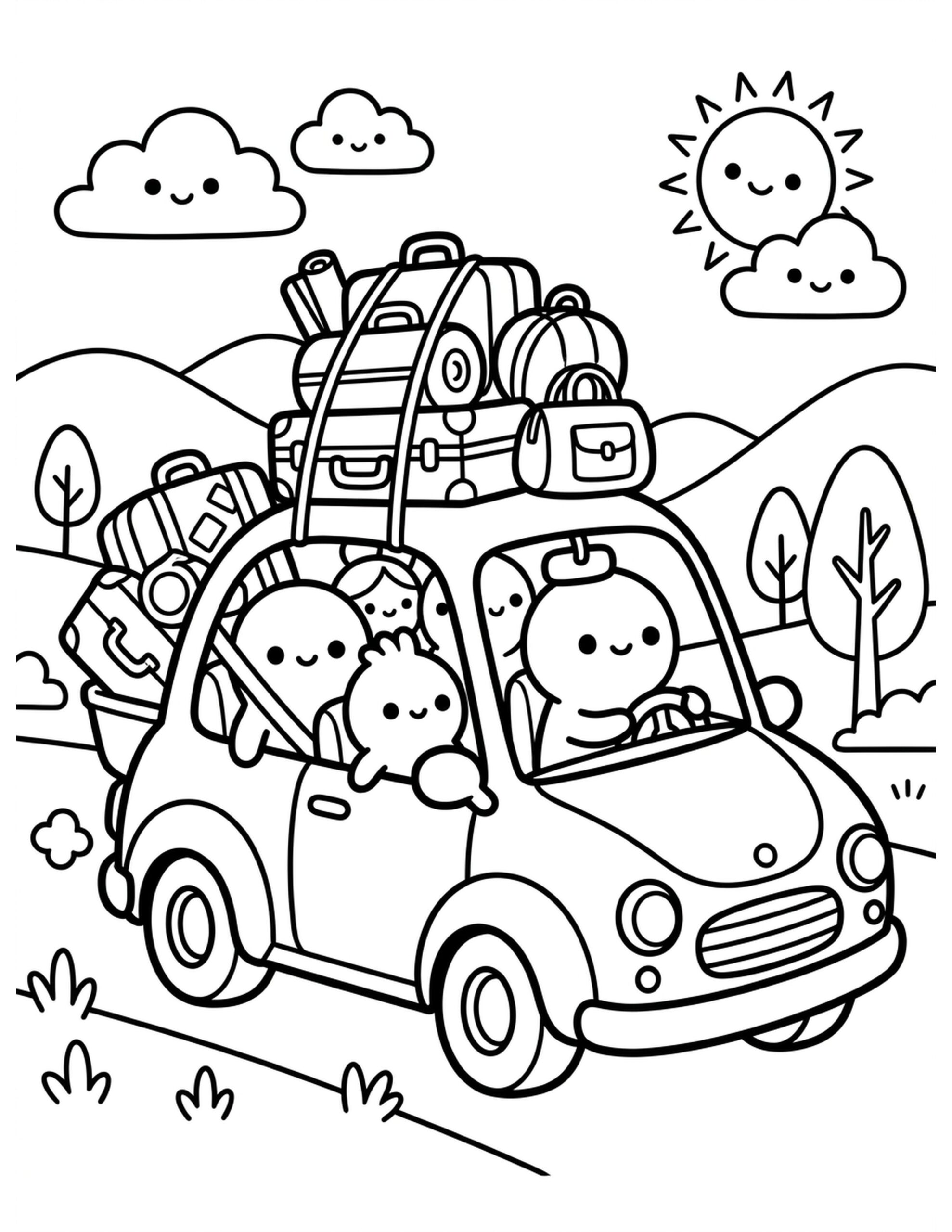 Summer Road Trip Coloring Page