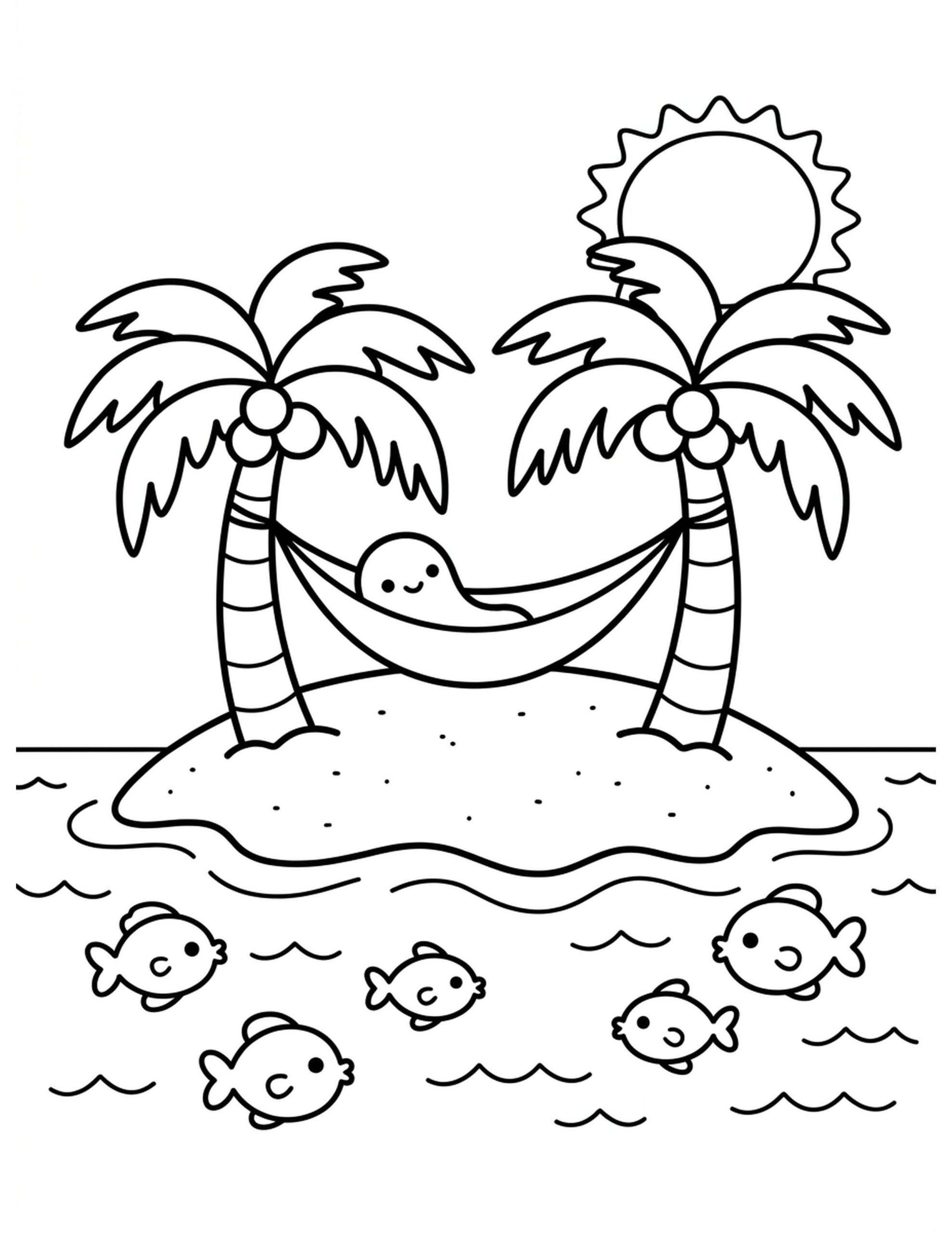 Tropical Paradise Coloring Page