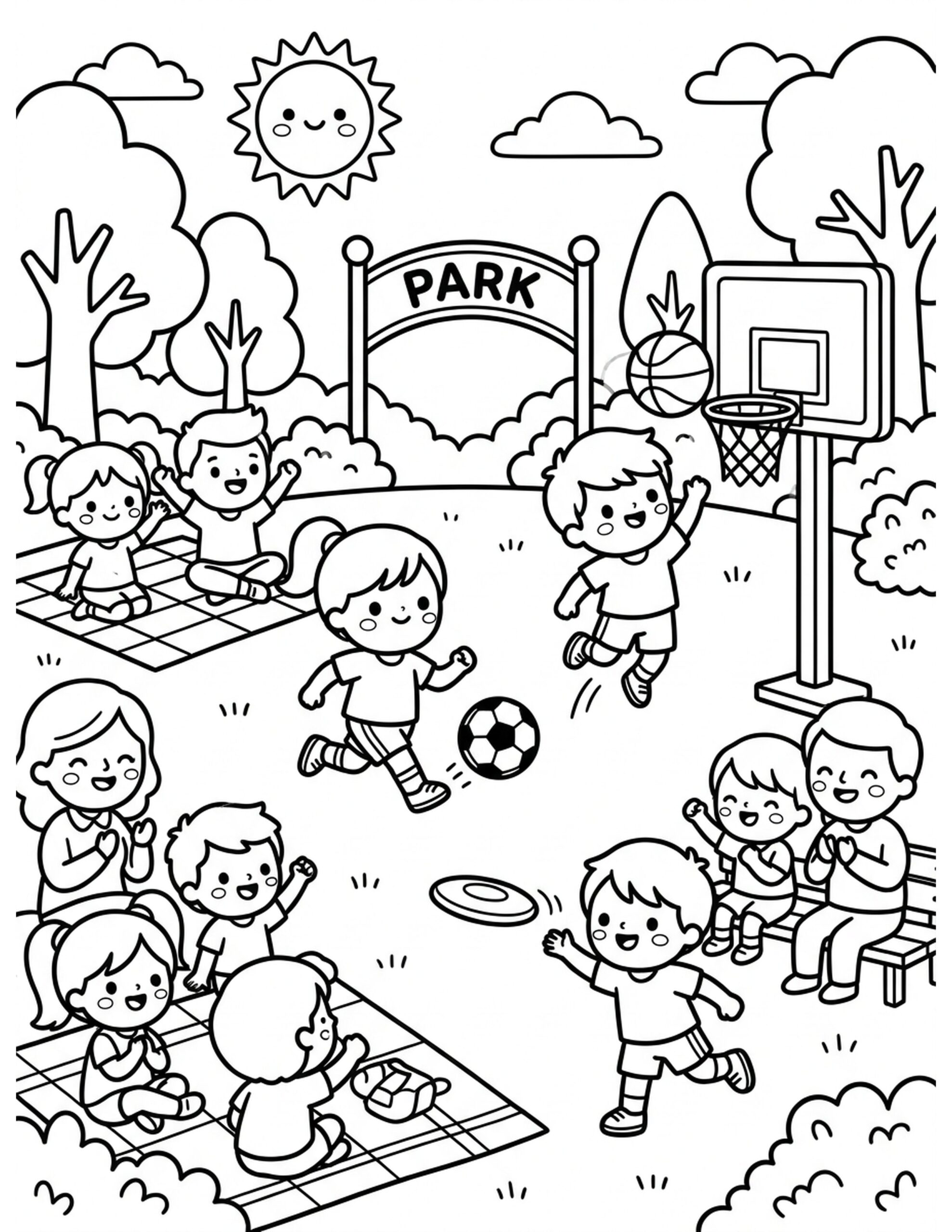 Summer Sports Day Coloring Page