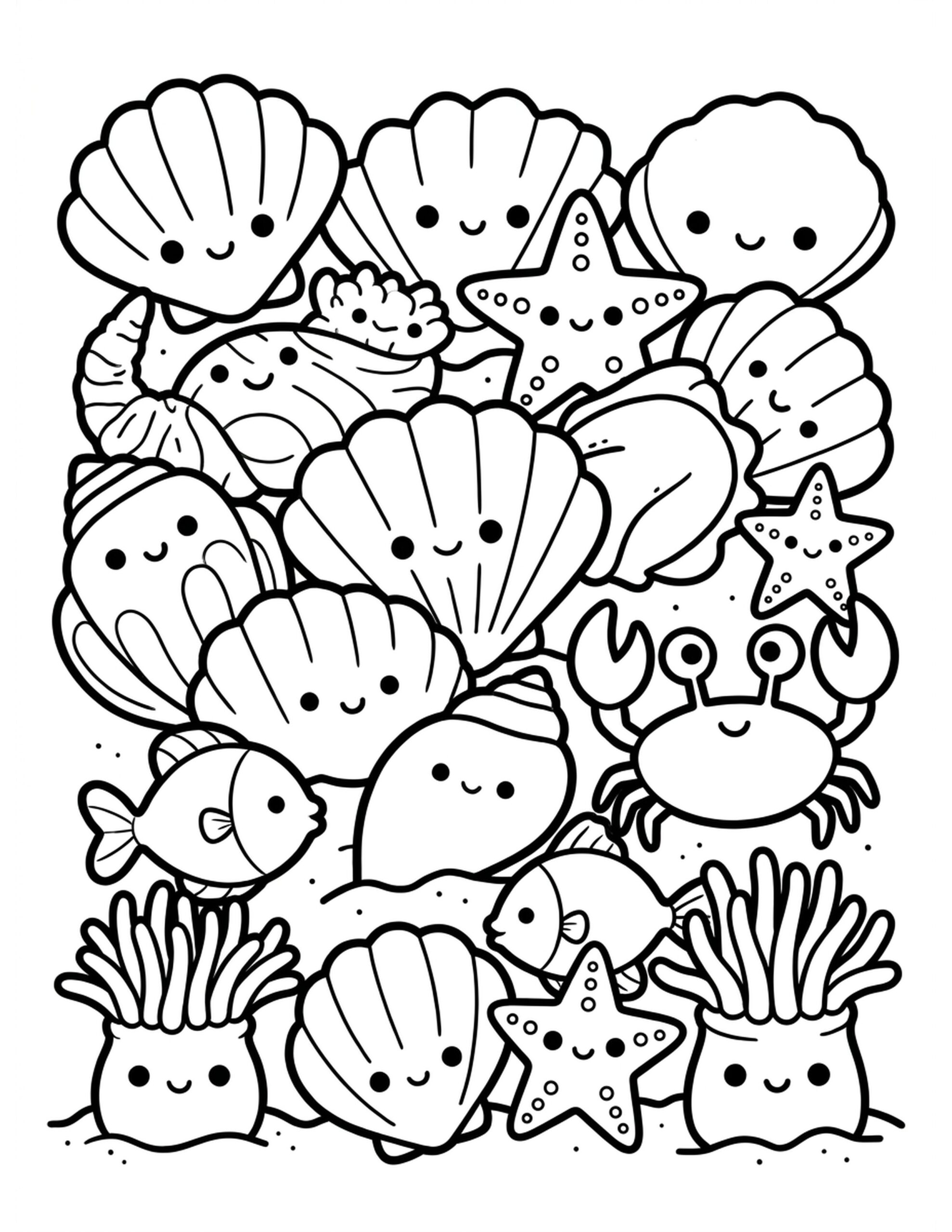 Seashell Collection Coloring Page