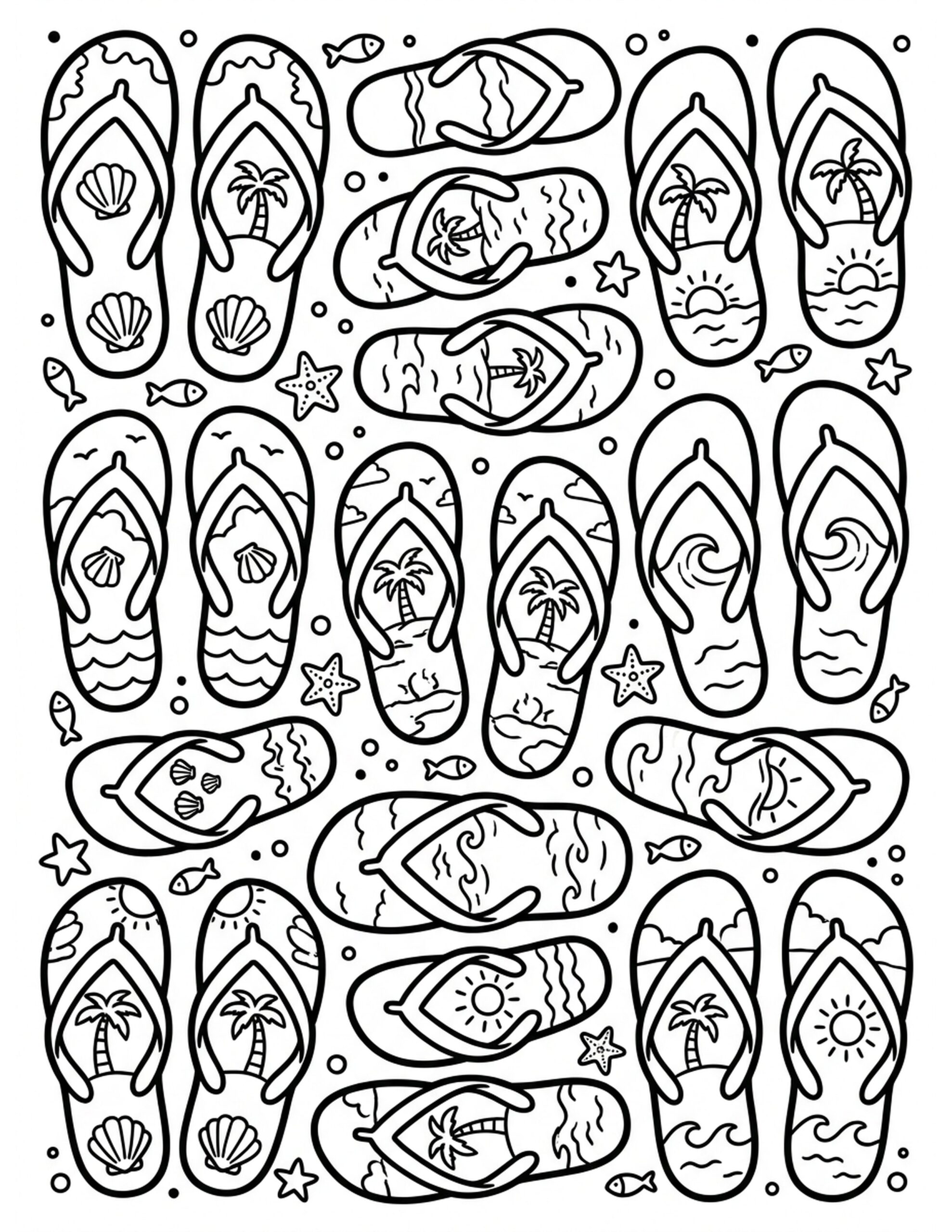 Flip-Flop Fun Coloring Page