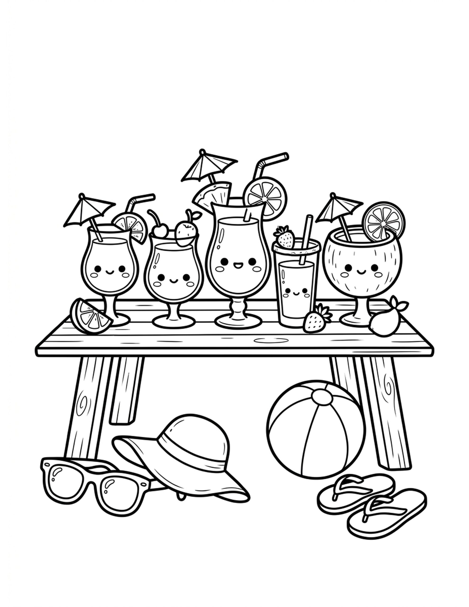 Tropical Drink Paradise Coloring Page