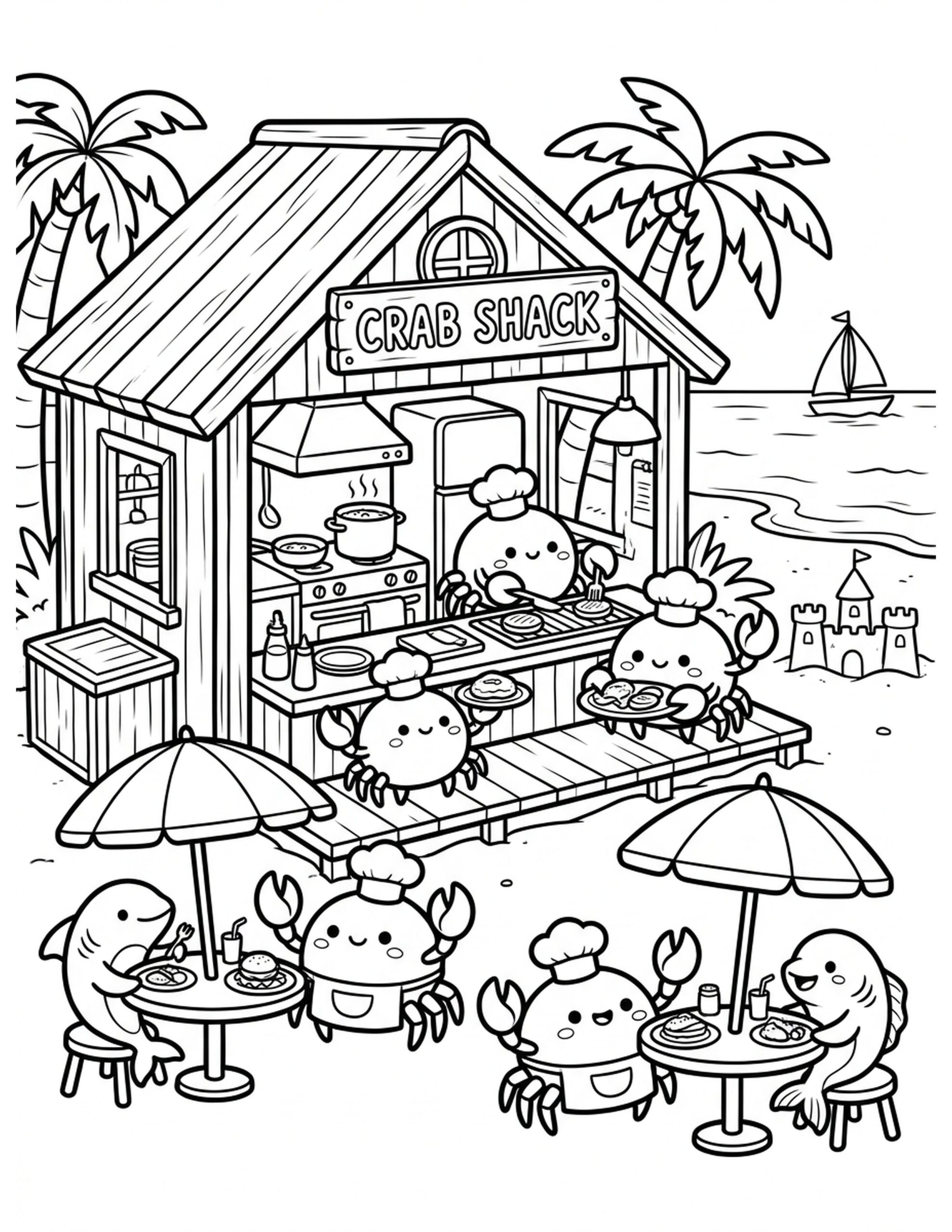 Crab Shack Coloring Page