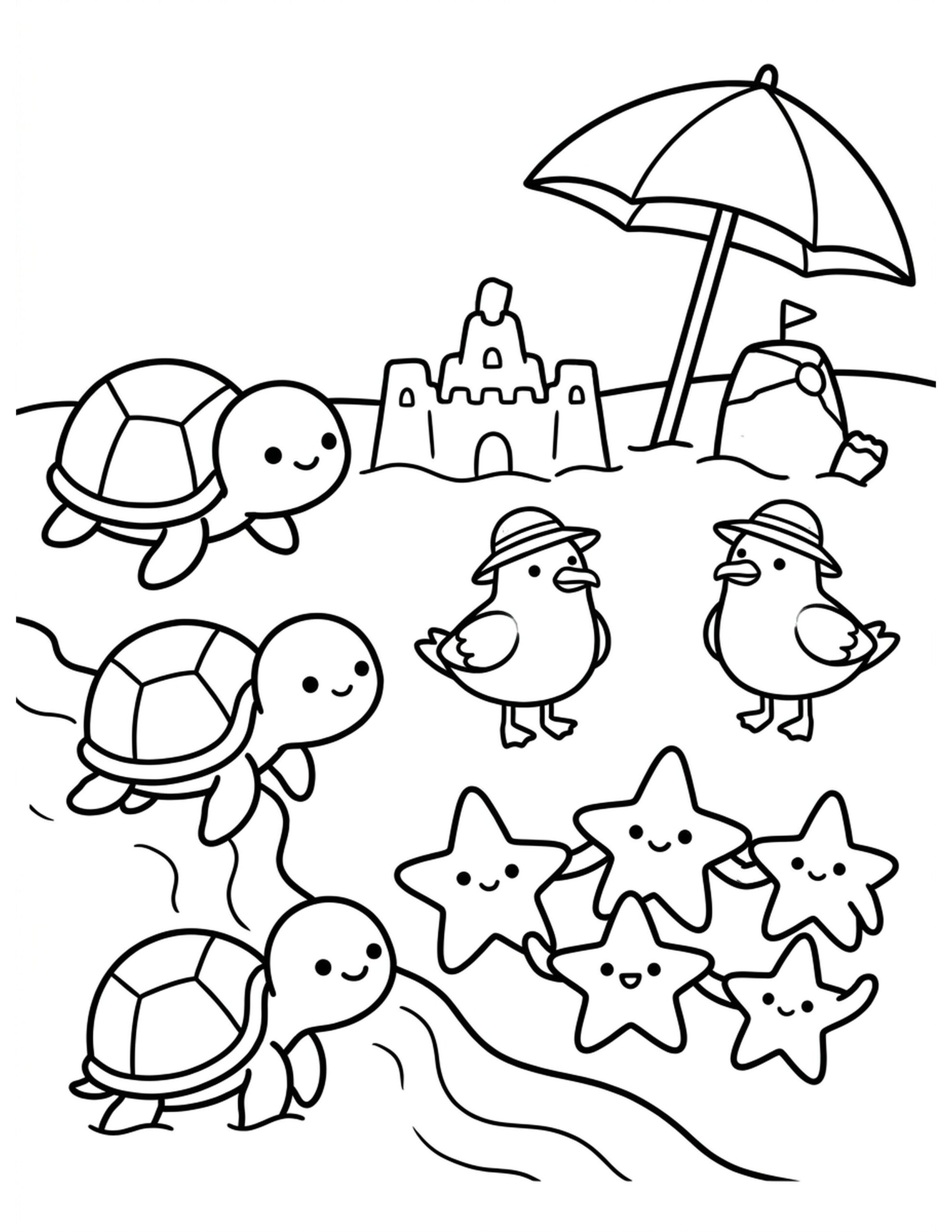 Beach Wildlife Coloring Page