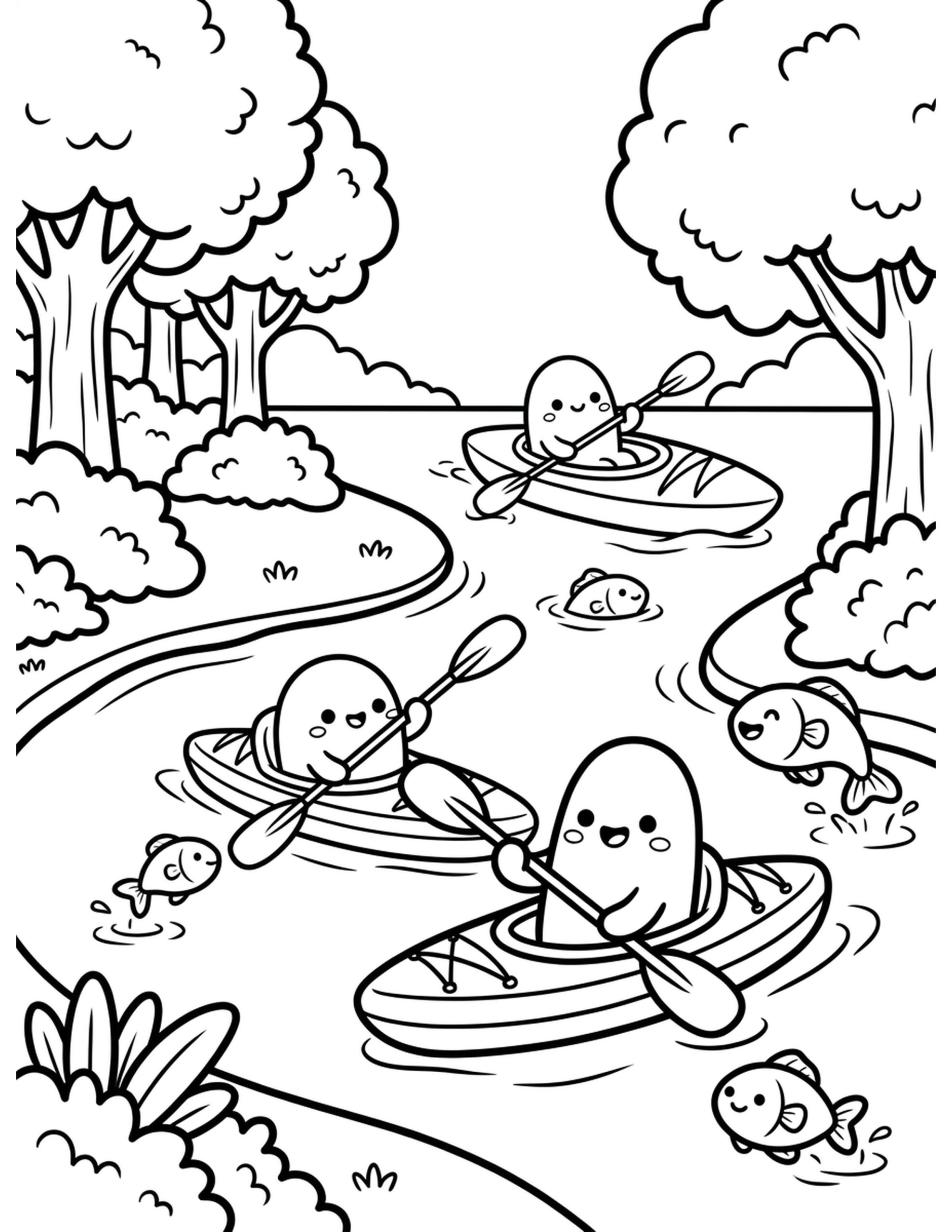 Kayaking Fun Coloring Page