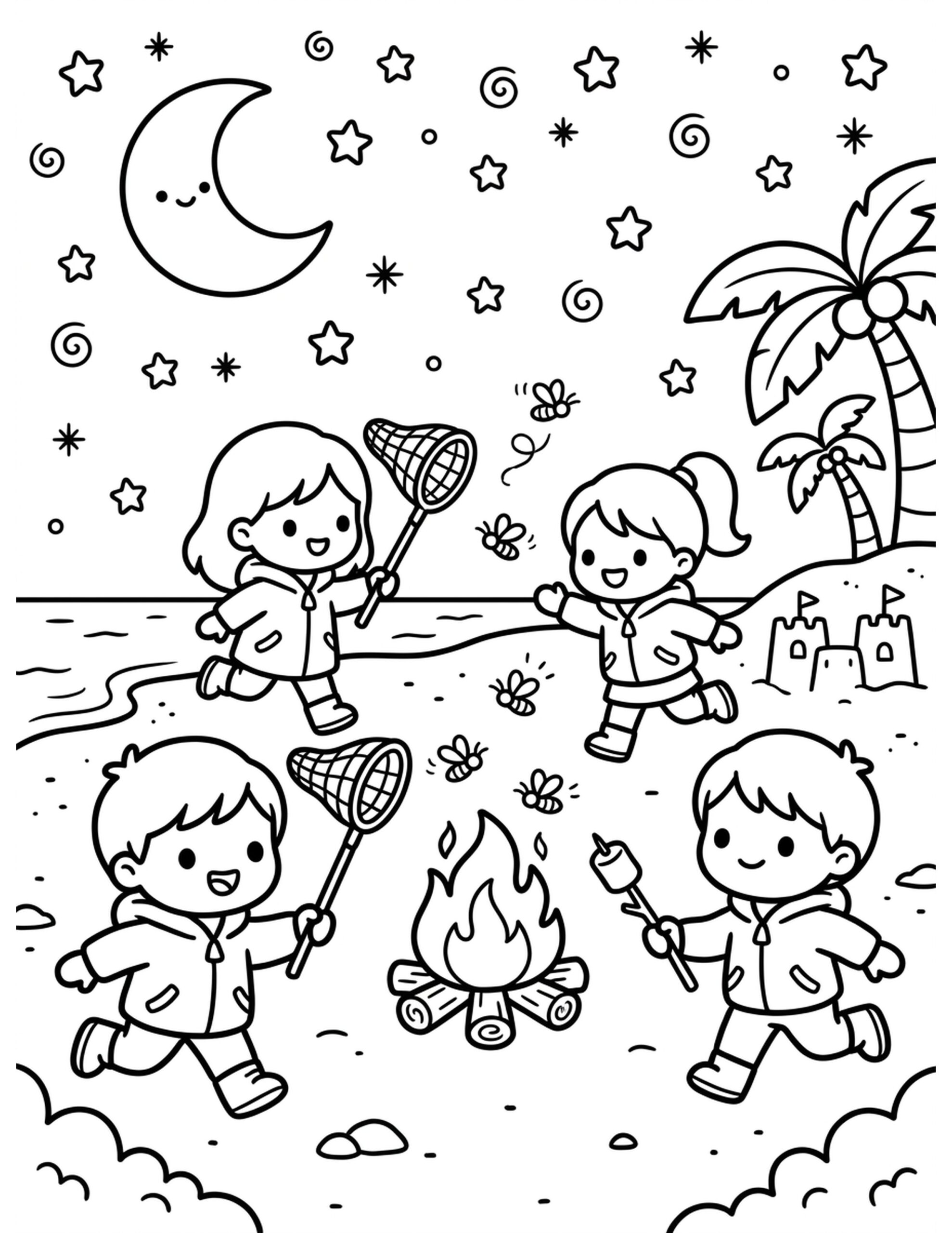 Glow-in-the-Dark Beach Stars Coloring Page