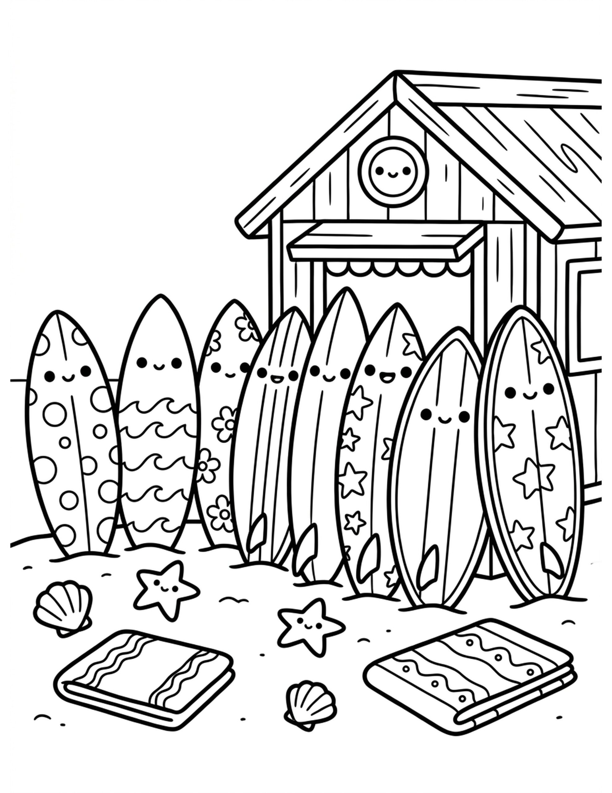 Surfboard Showcase Coloring Page