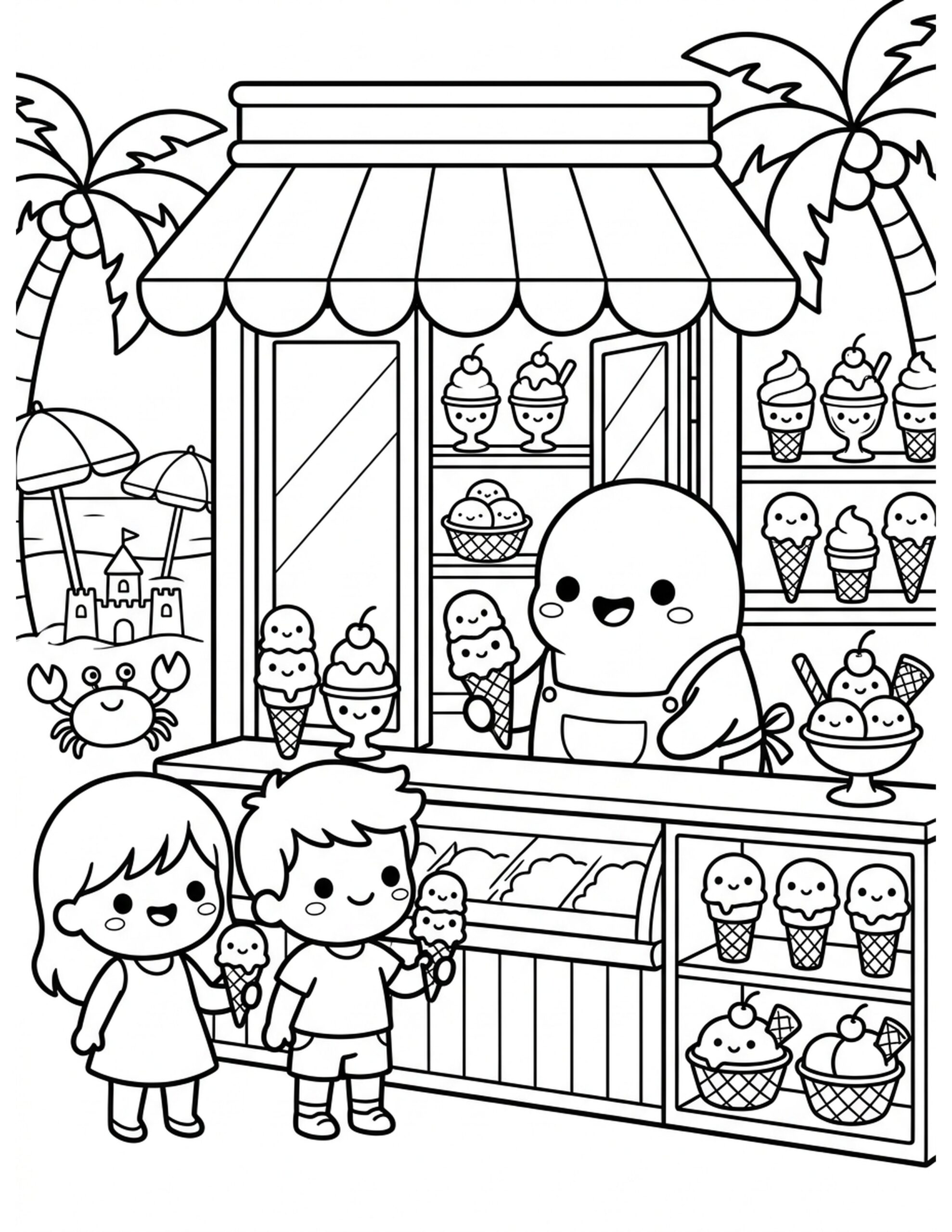 Ice Cream Stand Coloring Page